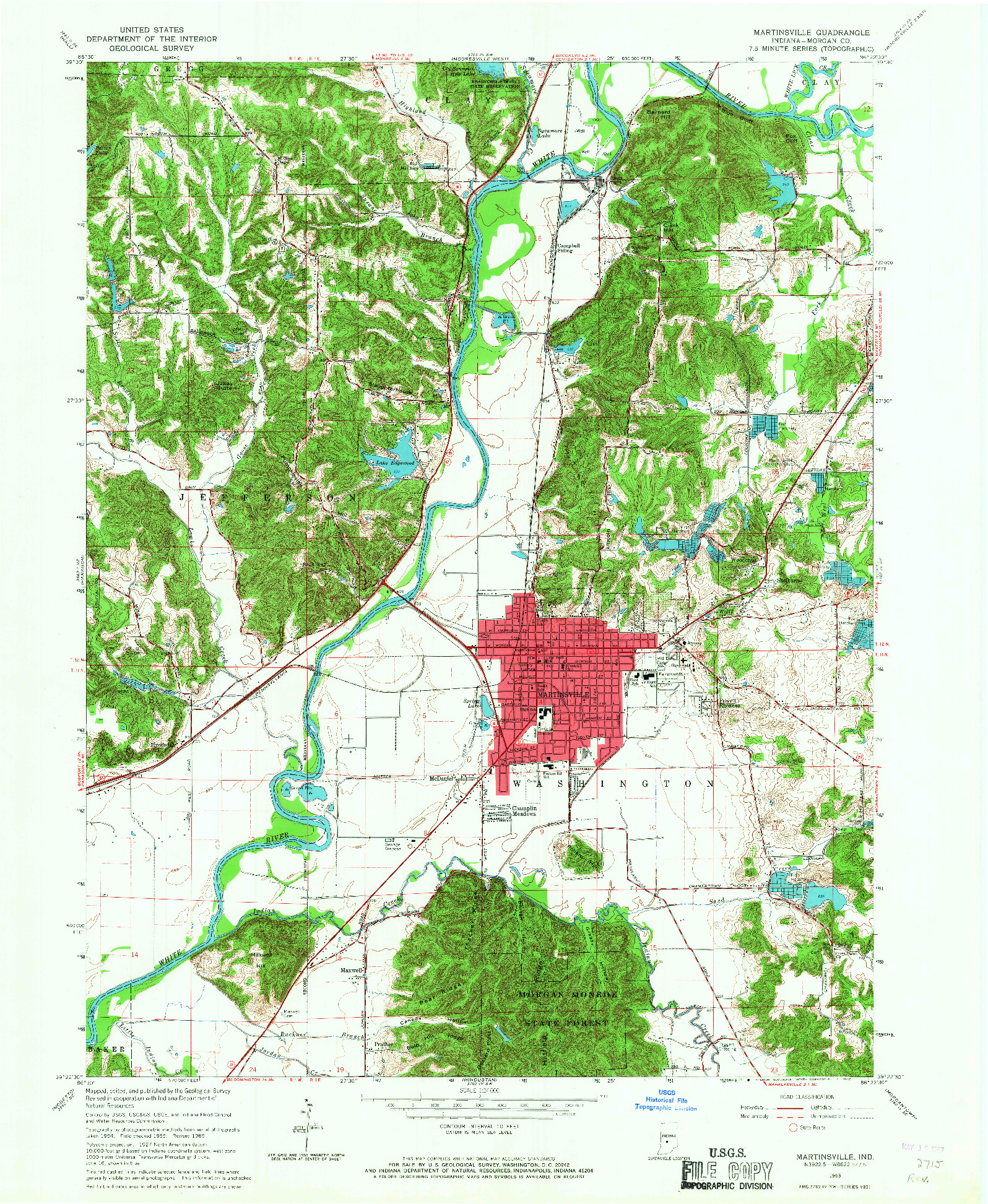 USGS 1:24000-SCALE QUADRANGLE FOR MARTINSVILLE, IN 1965