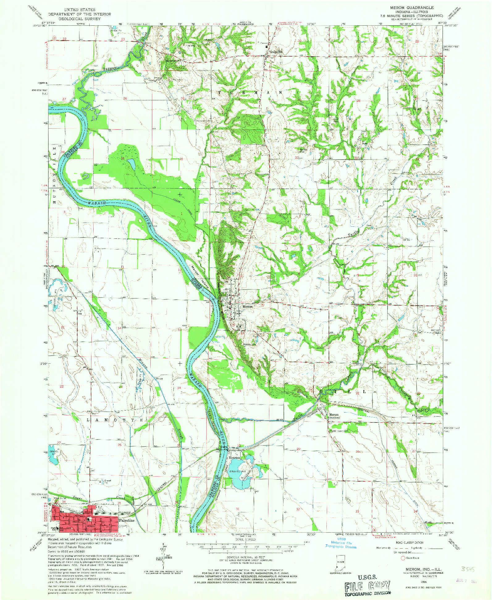 USGS 1:24000-SCALE QUADRANGLE FOR MEROM, IN 1966