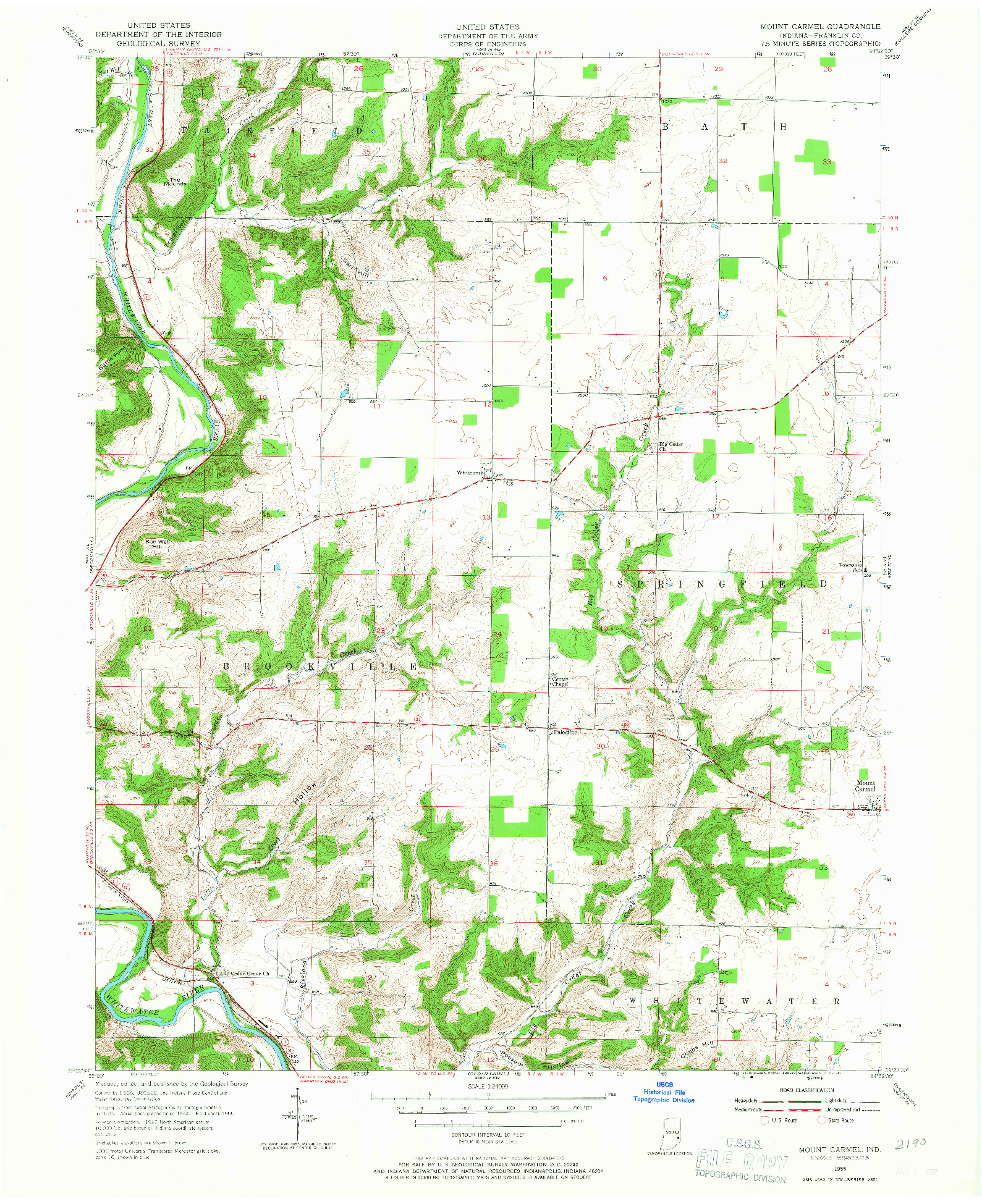 USGS 1:24000-SCALE QUADRANGLE FOR MOUNT CARMEL, IN 1955