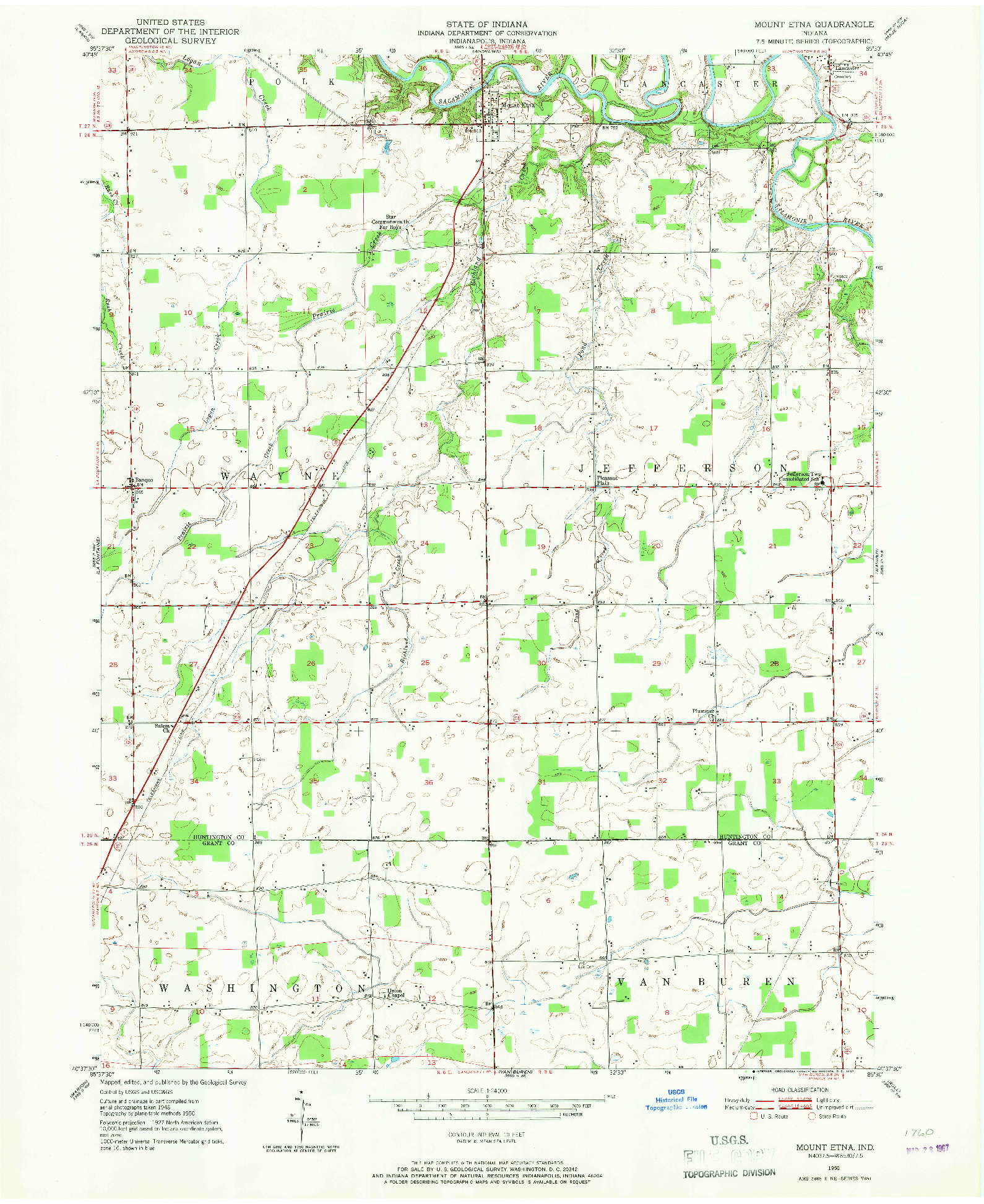 USGS 1:24000-SCALE QUADRANGLE FOR MOUNT ETNA, IN 1950