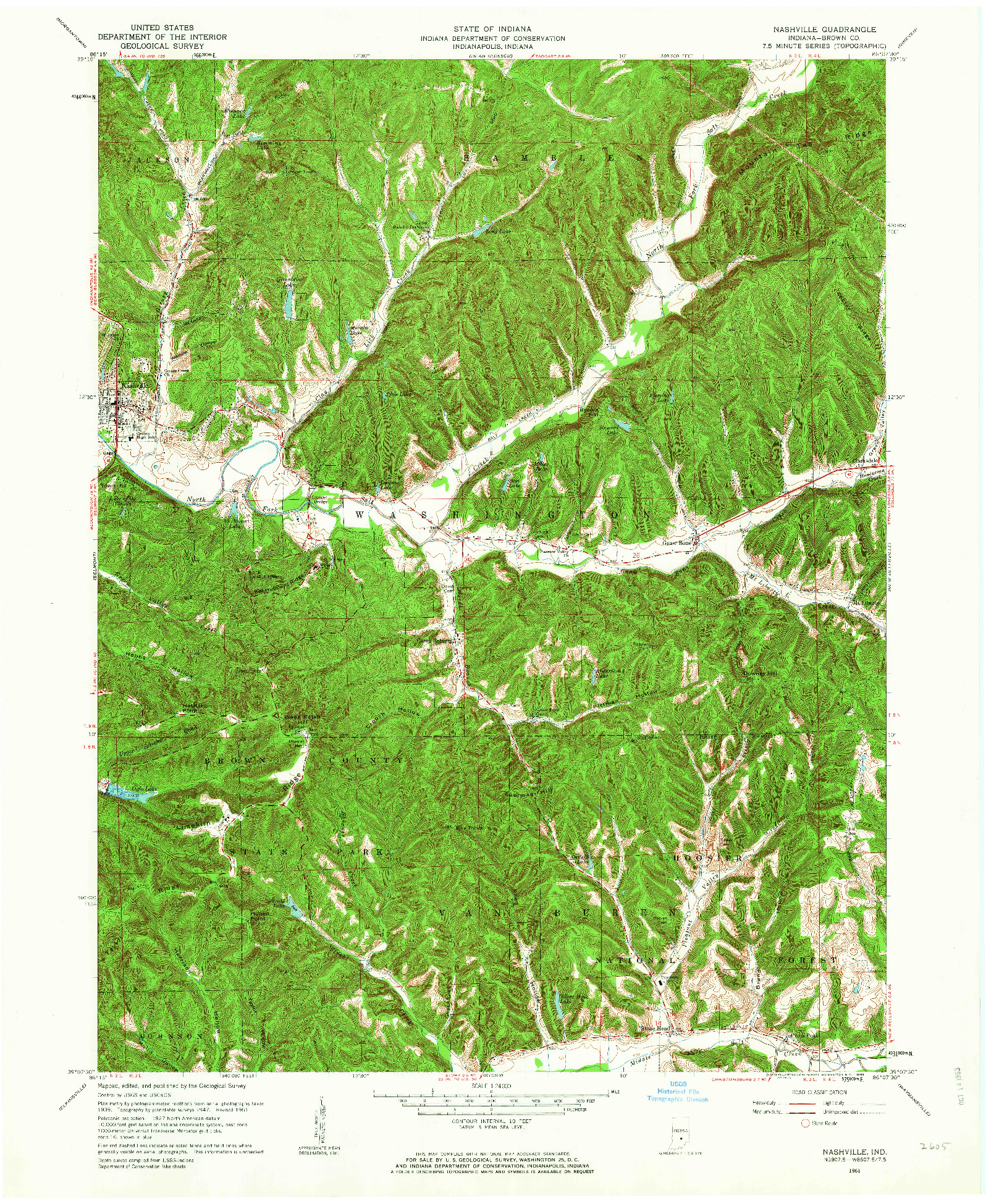 USGS 1:24000-SCALE QUADRANGLE FOR NASHVILLE, IN 1961