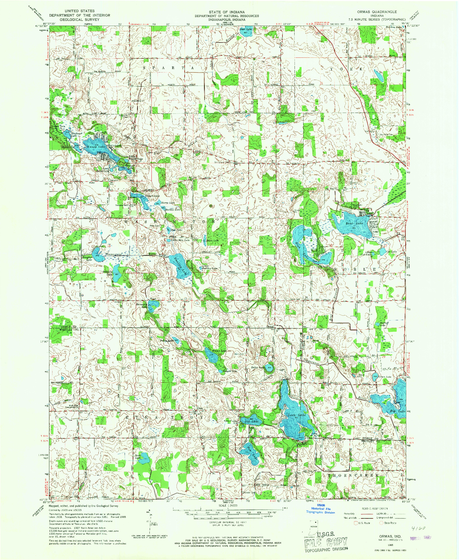 USGS 1:24000-SCALE QUADRANGLE FOR ORMAS, IN 1965