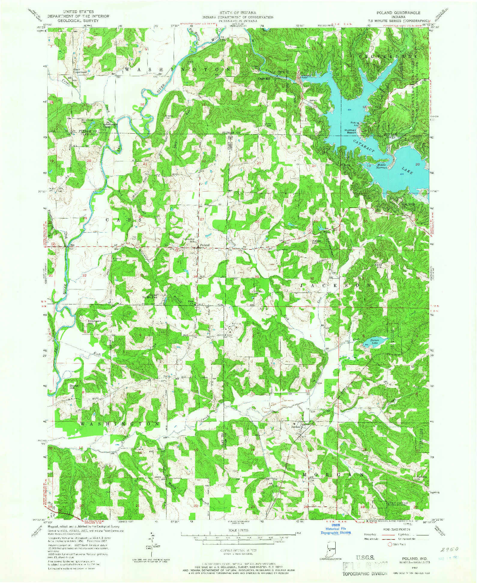 USGS 1:24000-SCALE QUADRANGLE FOR POLAND, IN 1957