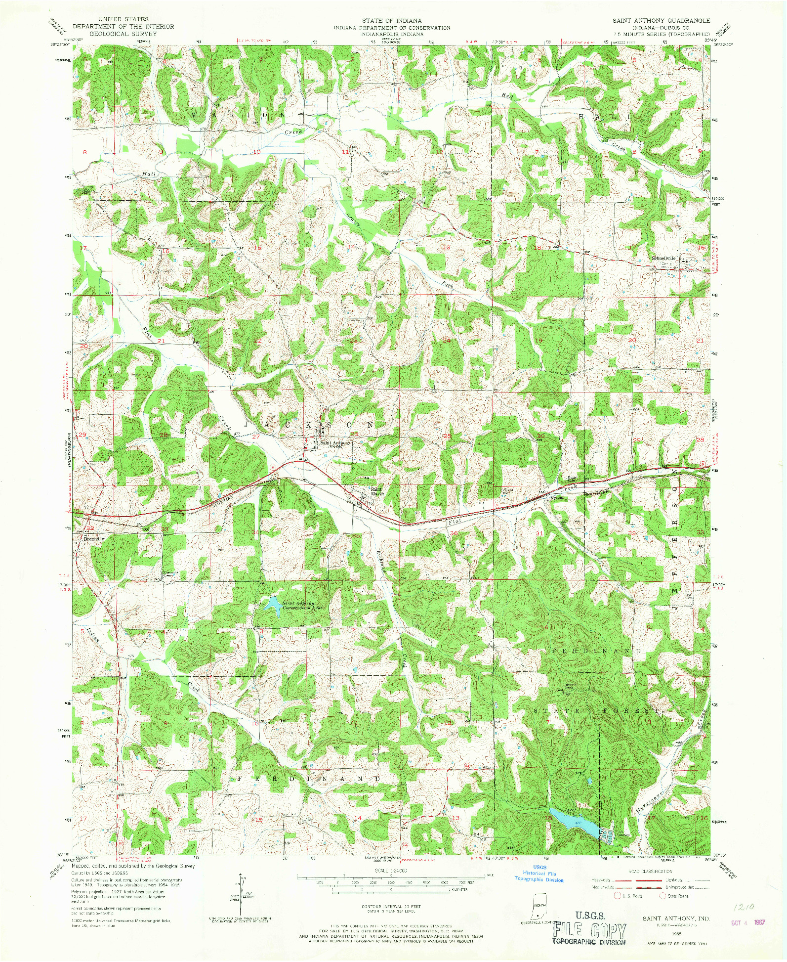 USGS 1:24000-SCALE QUADRANGLE FOR SAINT ANTHONY, IN 1955