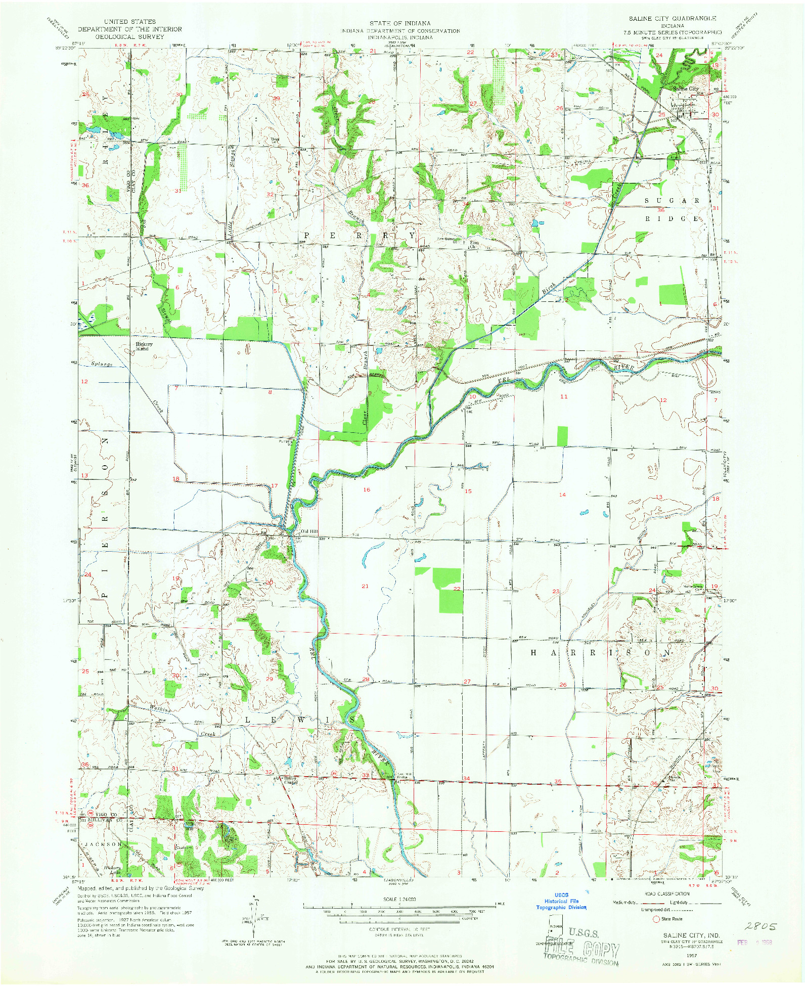 USGS 1:24000-SCALE QUADRANGLE FOR SALINE CITY, IN 1957