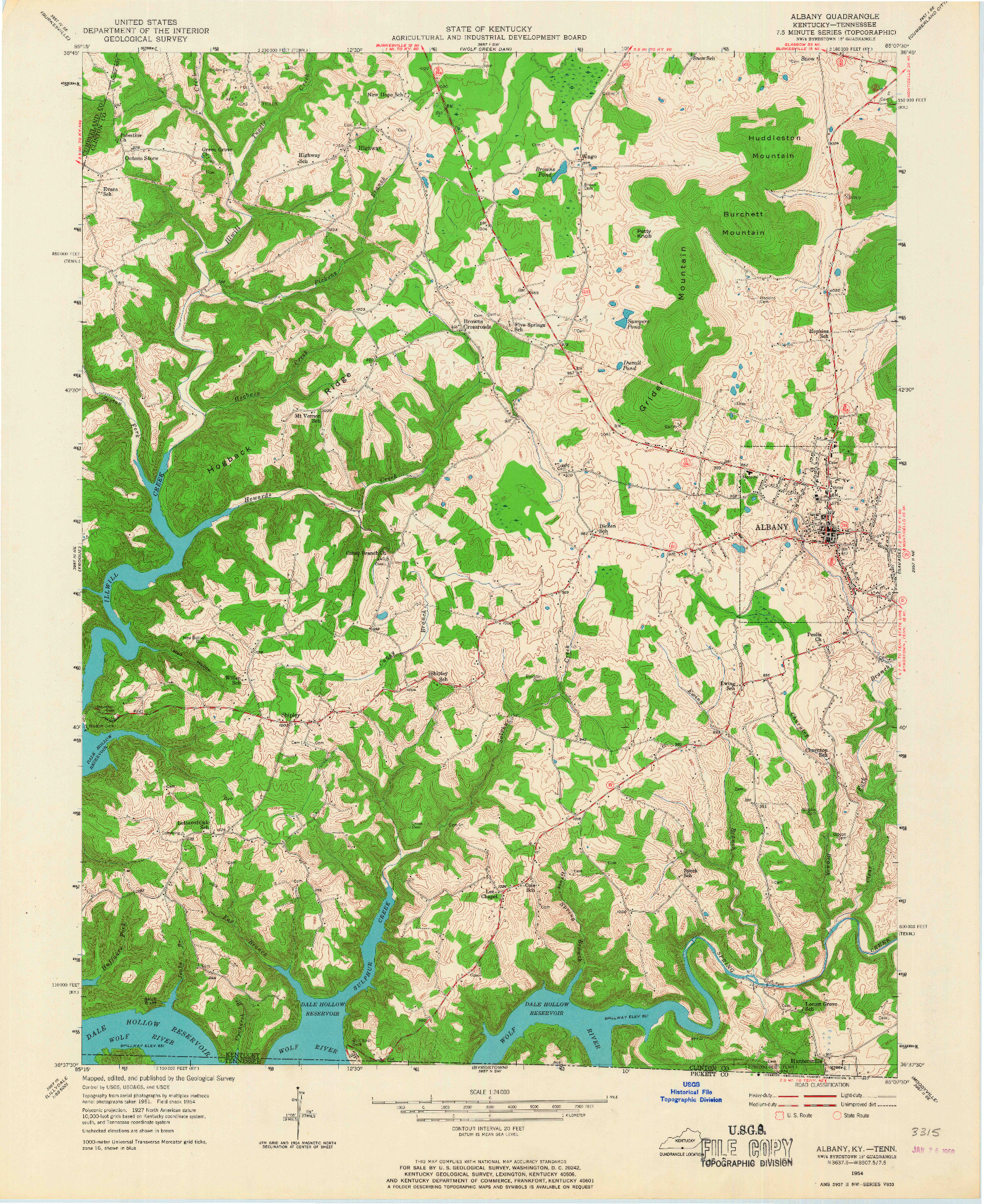 USGS 1:24000-SCALE QUADRANGLE FOR ALBANY, KY 1954