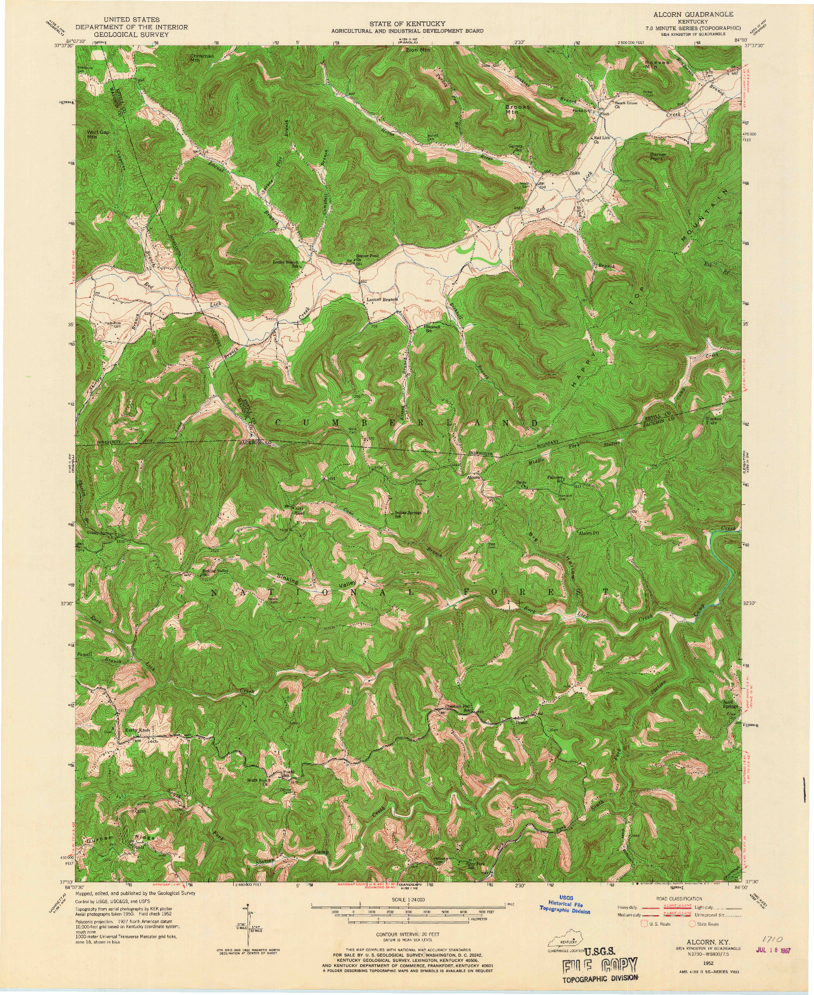 USGS 1:24000-SCALE QUADRANGLE FOR ALCORN, KY 1952