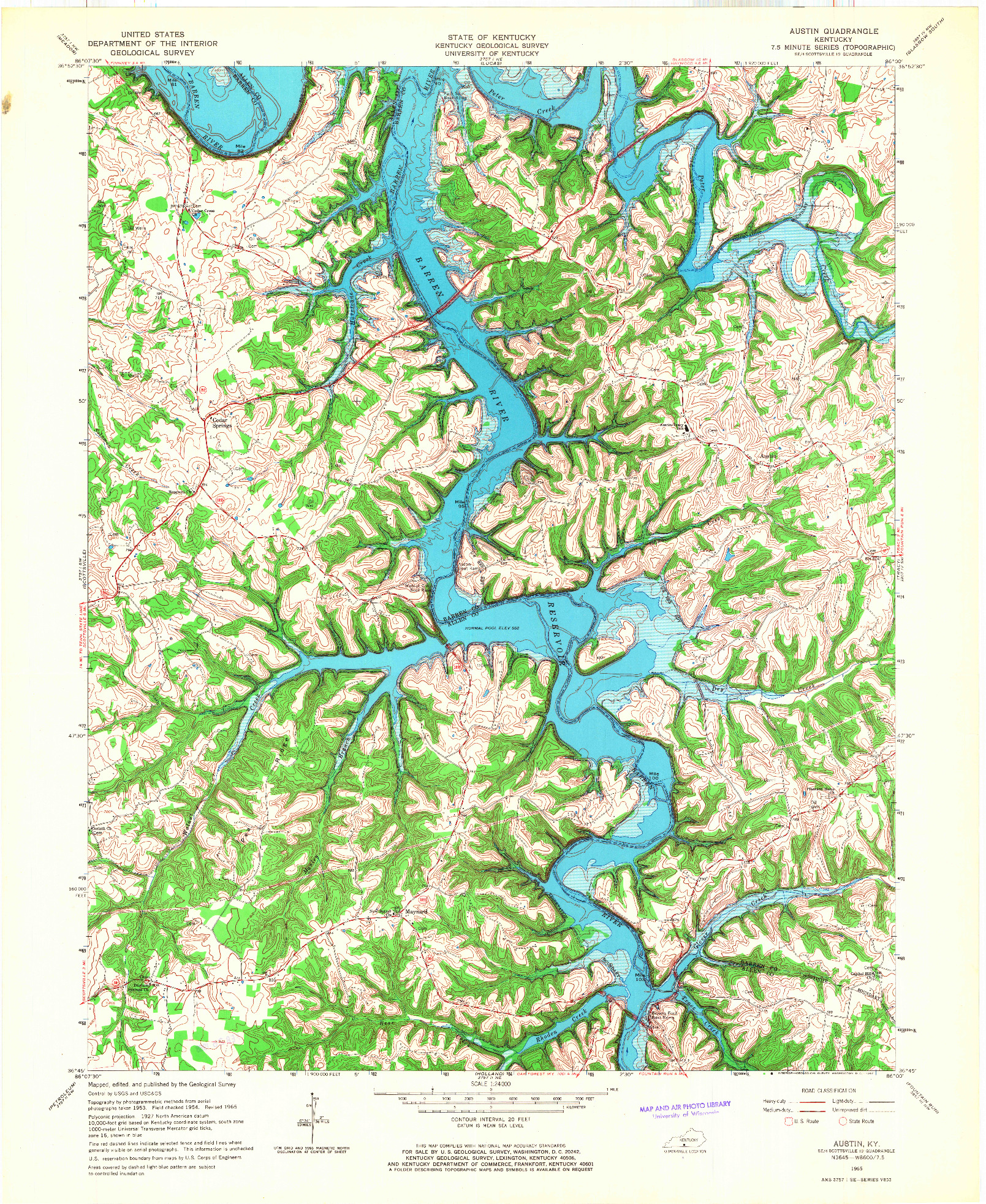 USGS 1:24000-SCALE QUADRANGLE FOR AUSTIN, KY 1965