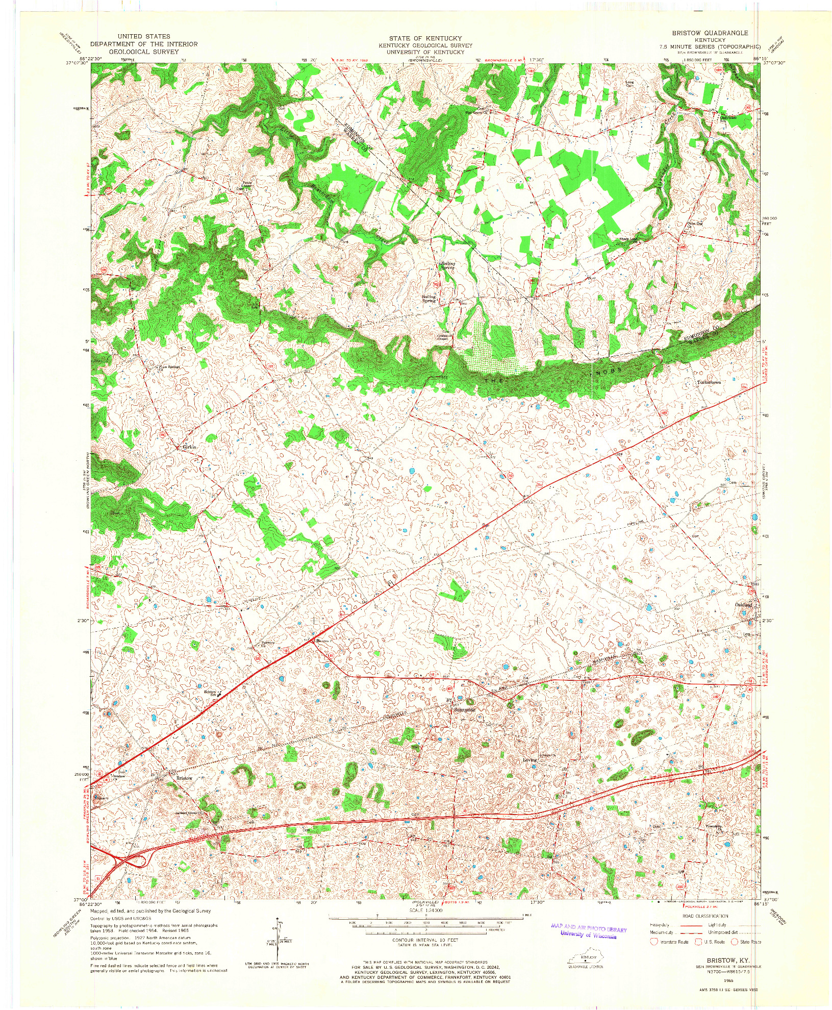 USGS 1:24000-SCALE QUADRANGLE FOR BRISTOW, KY 1965