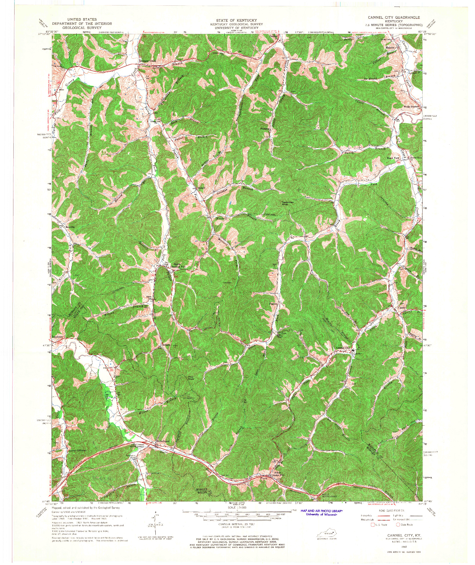 USGS 1:24000-SCALE QUADRANGLE FOR CANNEL CITY, KY 1965