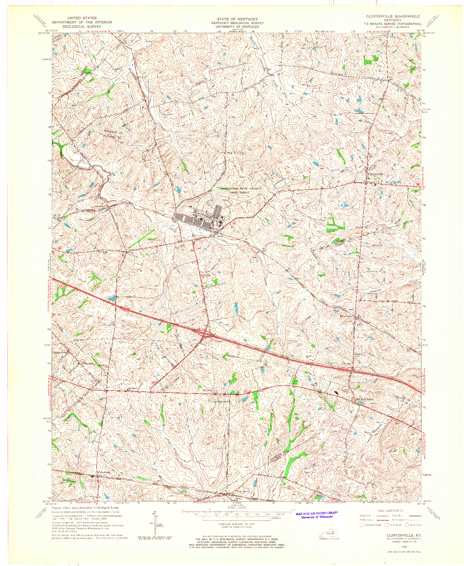 USGS 1:24000-SCALE QUADRANGLE FOR CLINTONVILLE, KY 1965