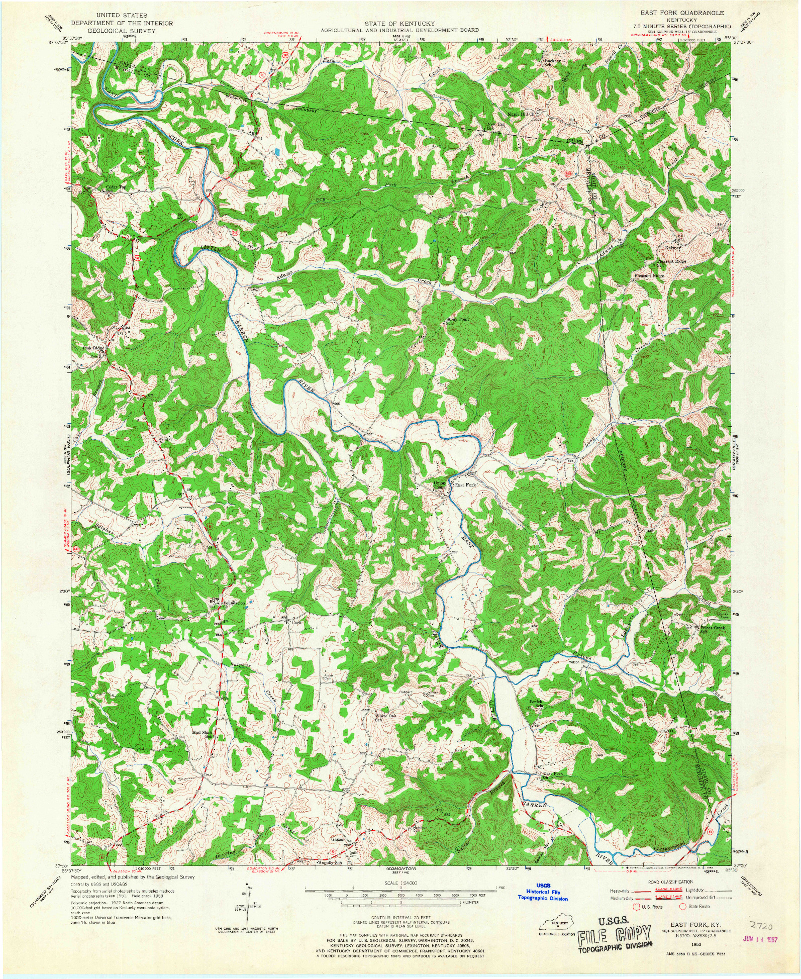 USGS 1:24000-SCALE QUADRANGLE FOR EAST FORK, KY 1953