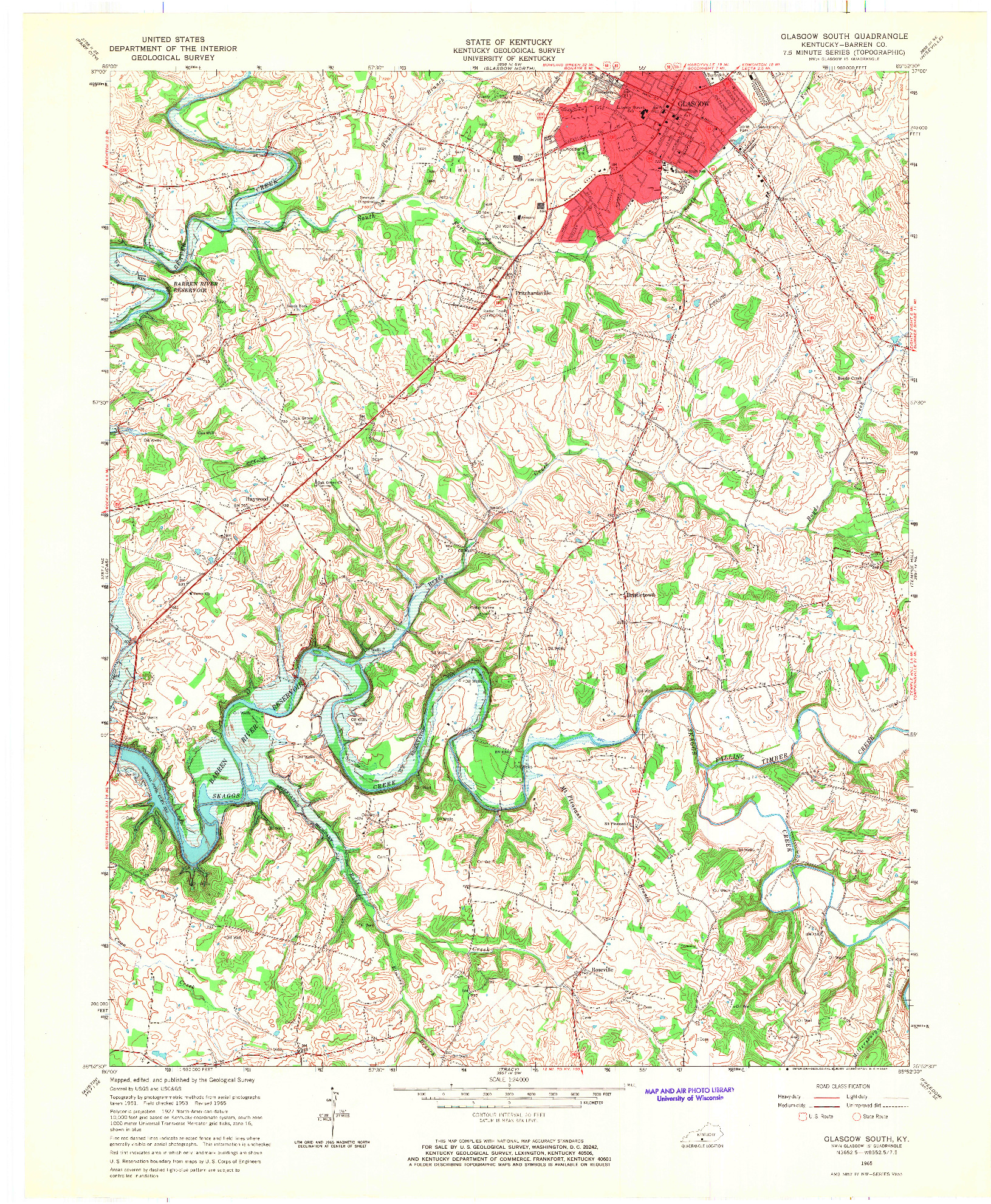 USGS 1:24000-SCALE QUADRANGLE FOR GLASGOW SOUTH, KY 1965