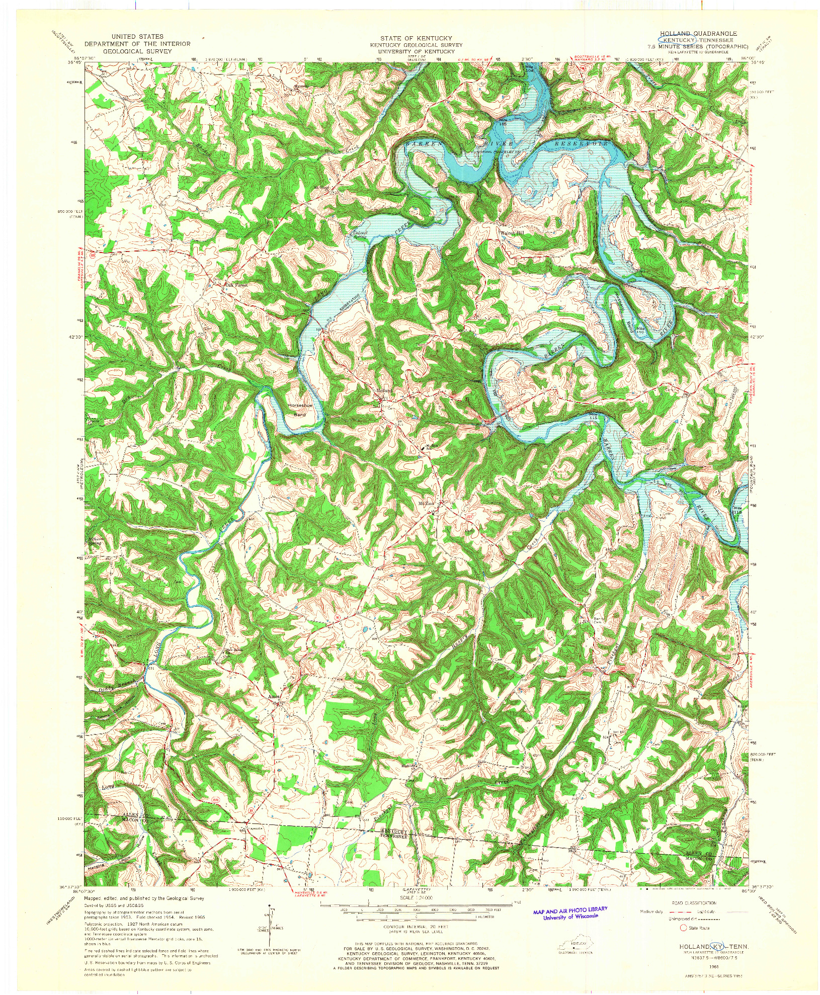 USGS 1:24000-SCALE QUADRANGLE FOR HOLLAND, KY 1965