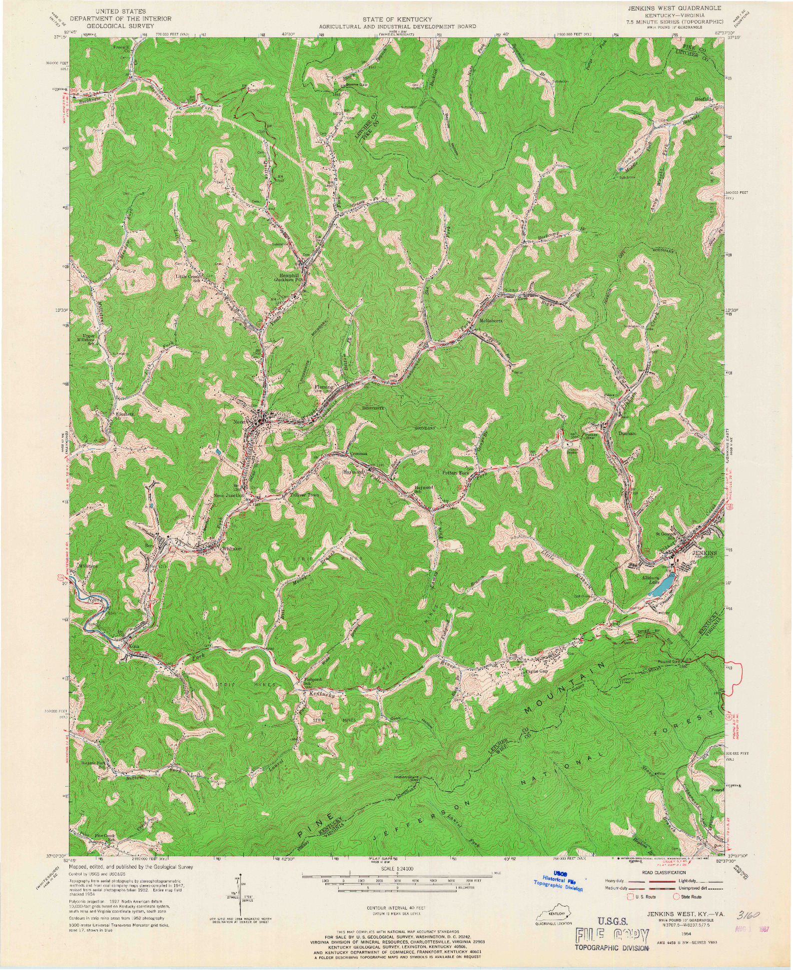 USGS 1:24000-SCALE QUADRANGLE FOR JENKINS WEST, KY 1954