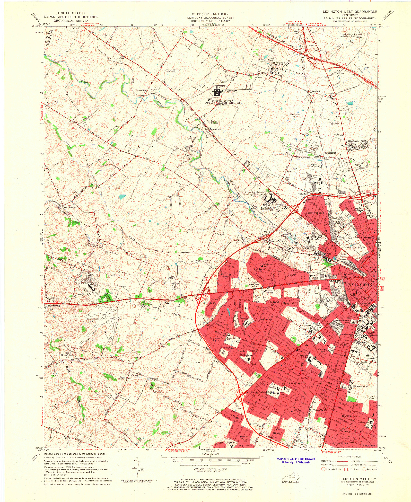 USGS 1:24000-SCALE QUADRANGLE FOR LEXINGTON WEST, KY 1965