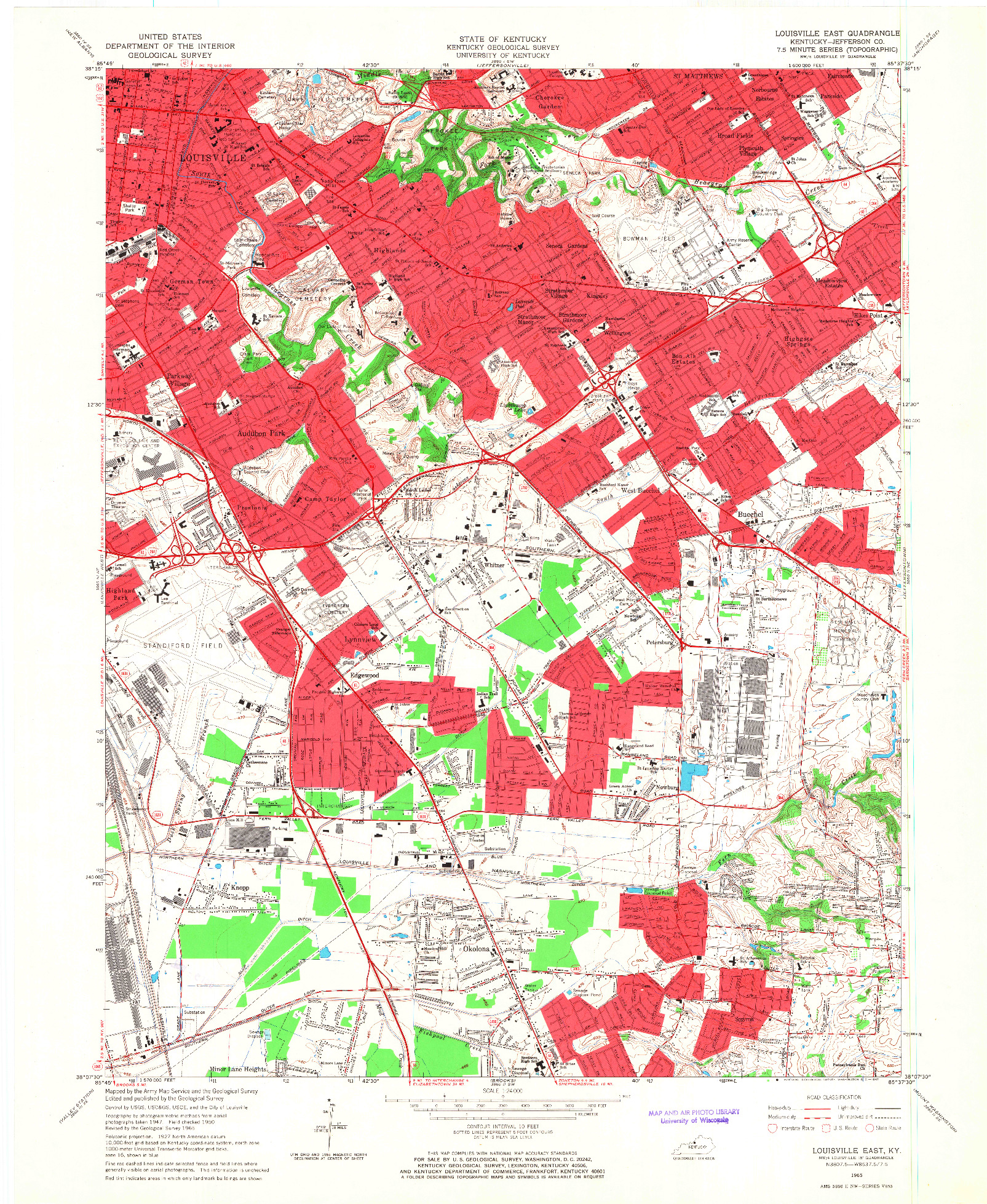 USGS 1:24000-SCALE QUADRANGLE FOR LOUISVILLE EAST, KY 1965