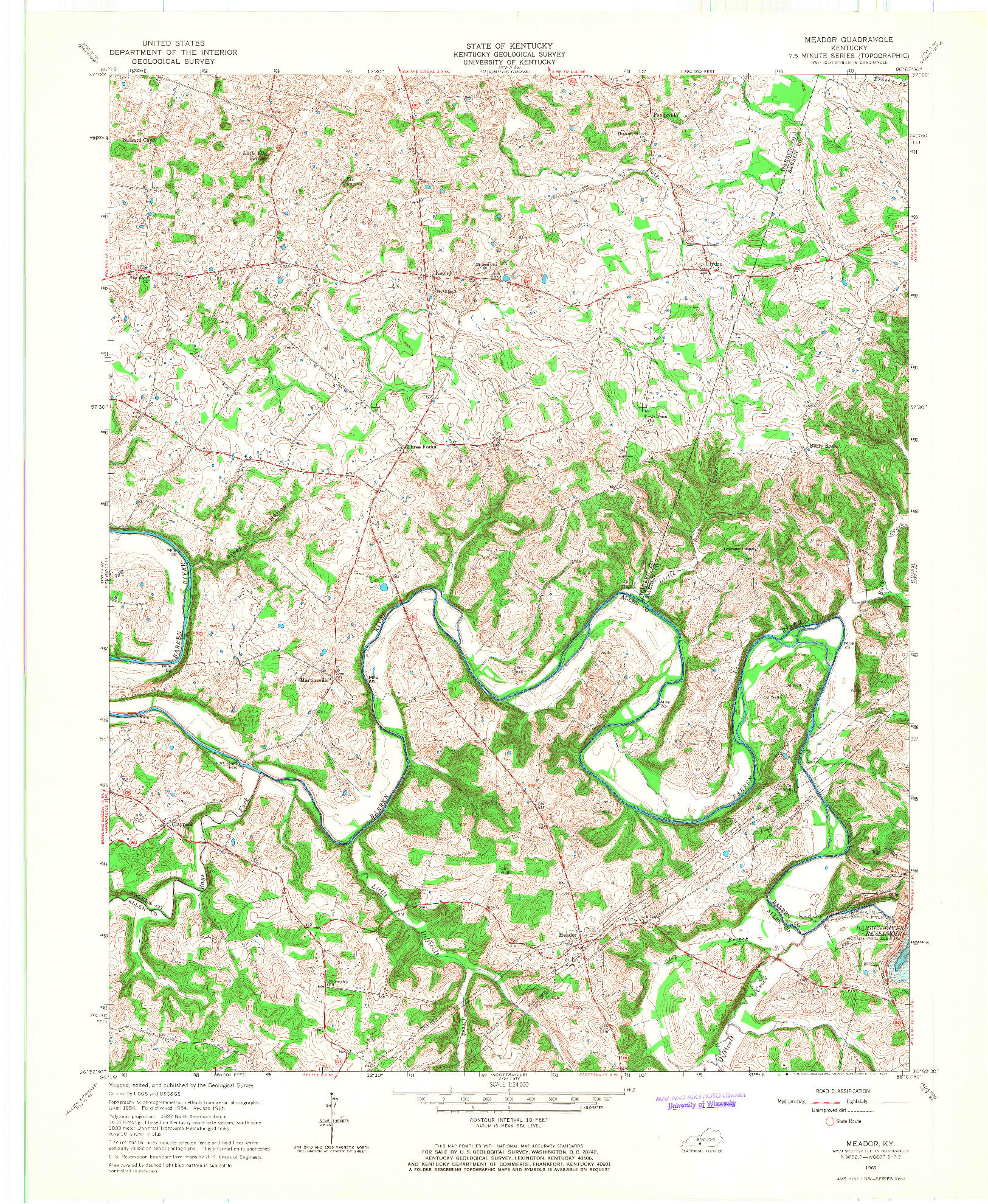 USGS 1:24000-SCALE QUADRANGLE FOR MEADOR, KY 1965