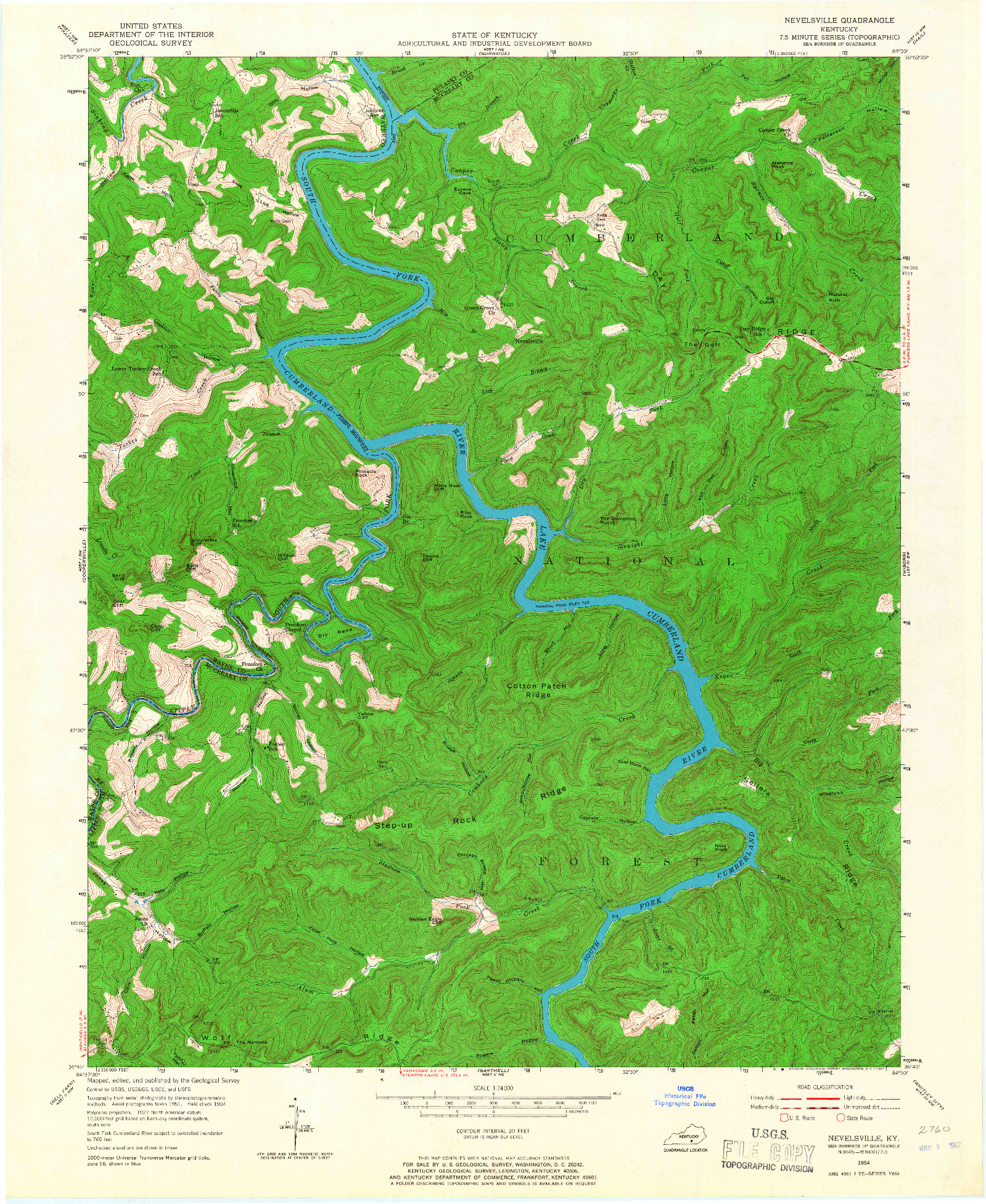 USGS 1:24000-SCALE QUADRANGLE FOR NEVELSVILLE, KY 1954