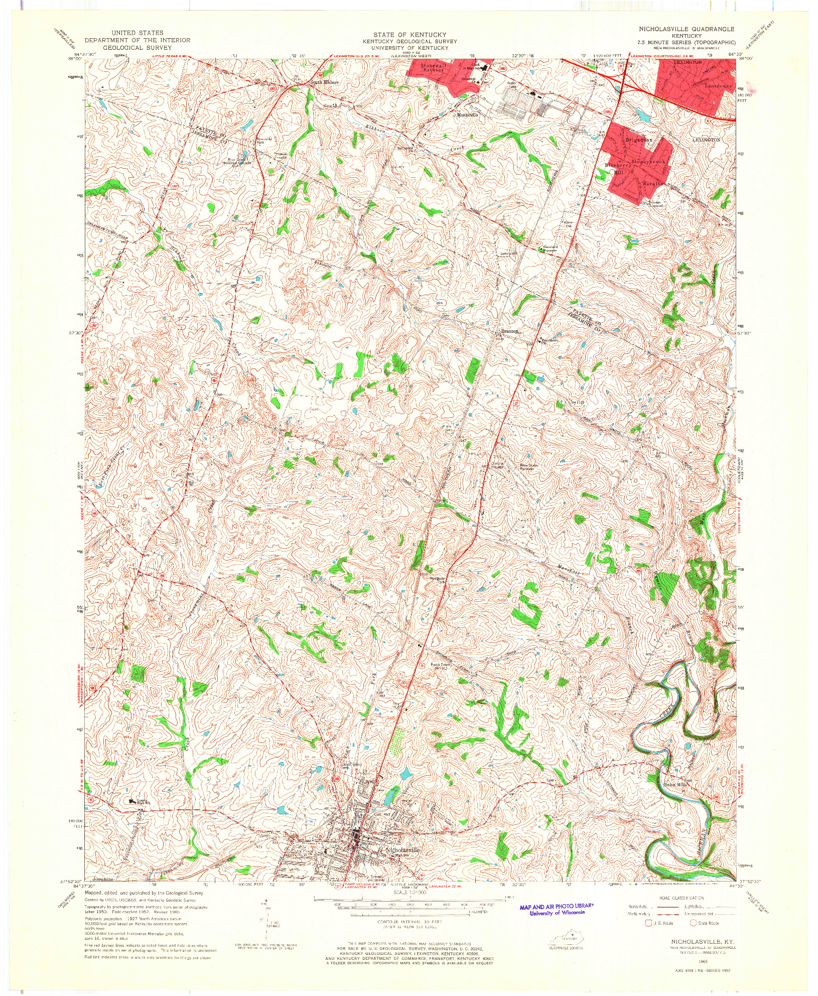 USGS 1:24000-SCALE QUADRANGLE FOR NICHOLASVILLE, KY 1965