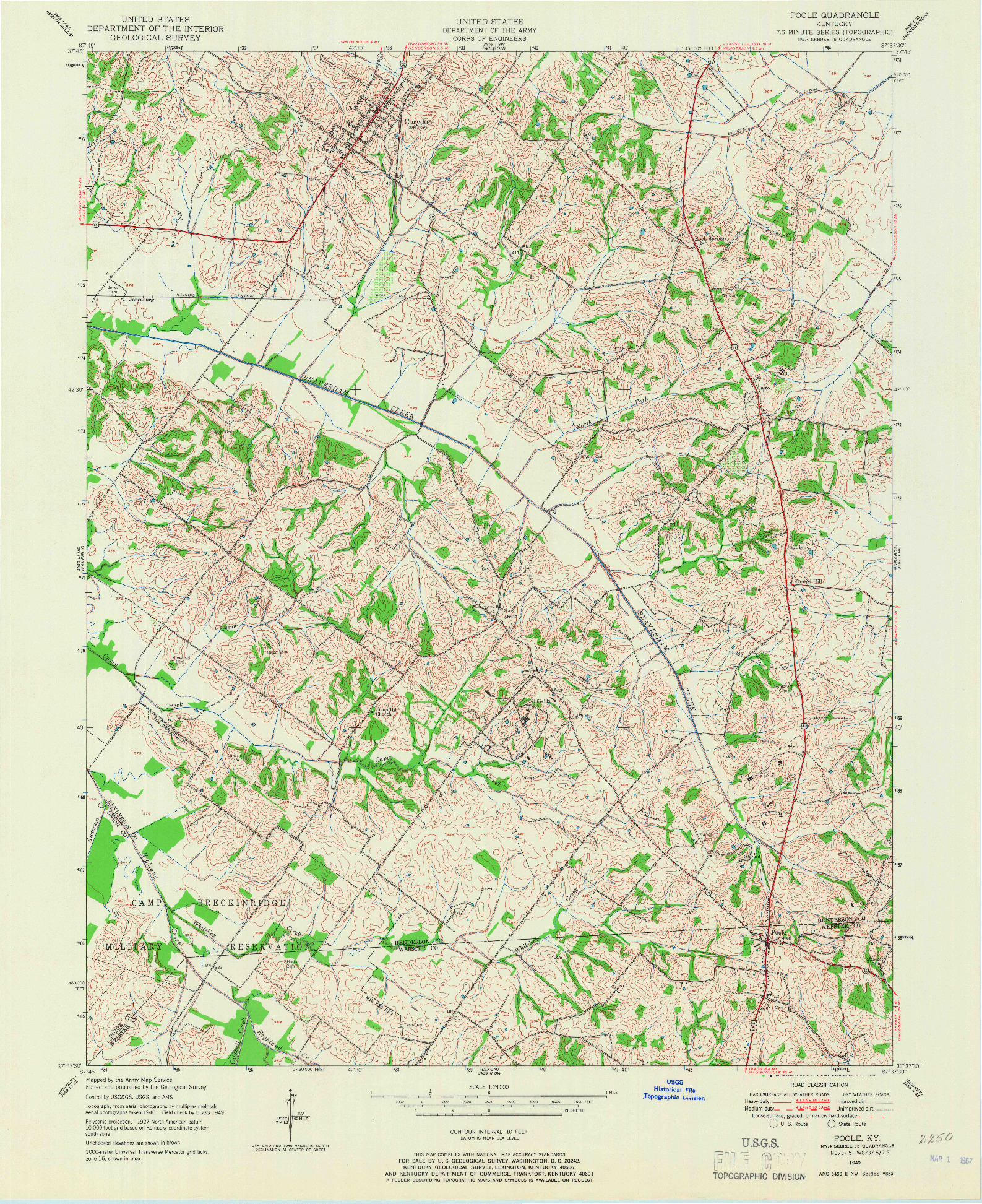 USGS 1:24000-SCALE QUADRANGLE FOR POOLE, KY 1949