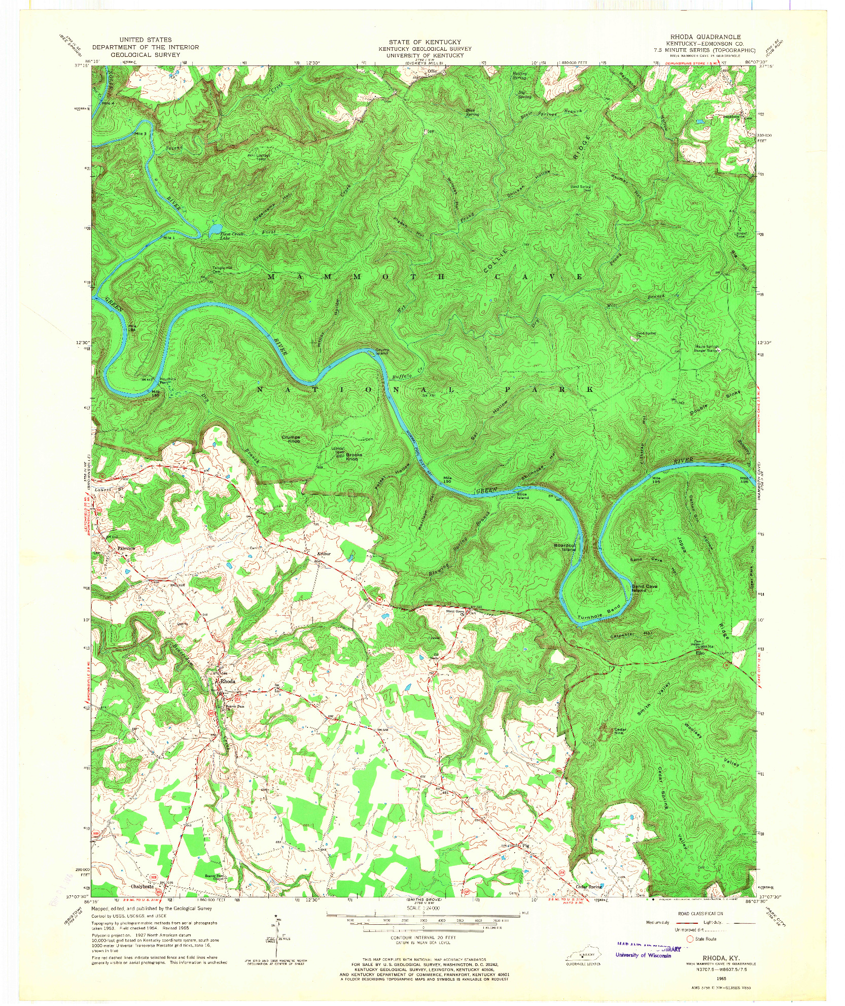 USGS 1:24000-SCALE QUADRANGLE FOR RHODA, KY 1965