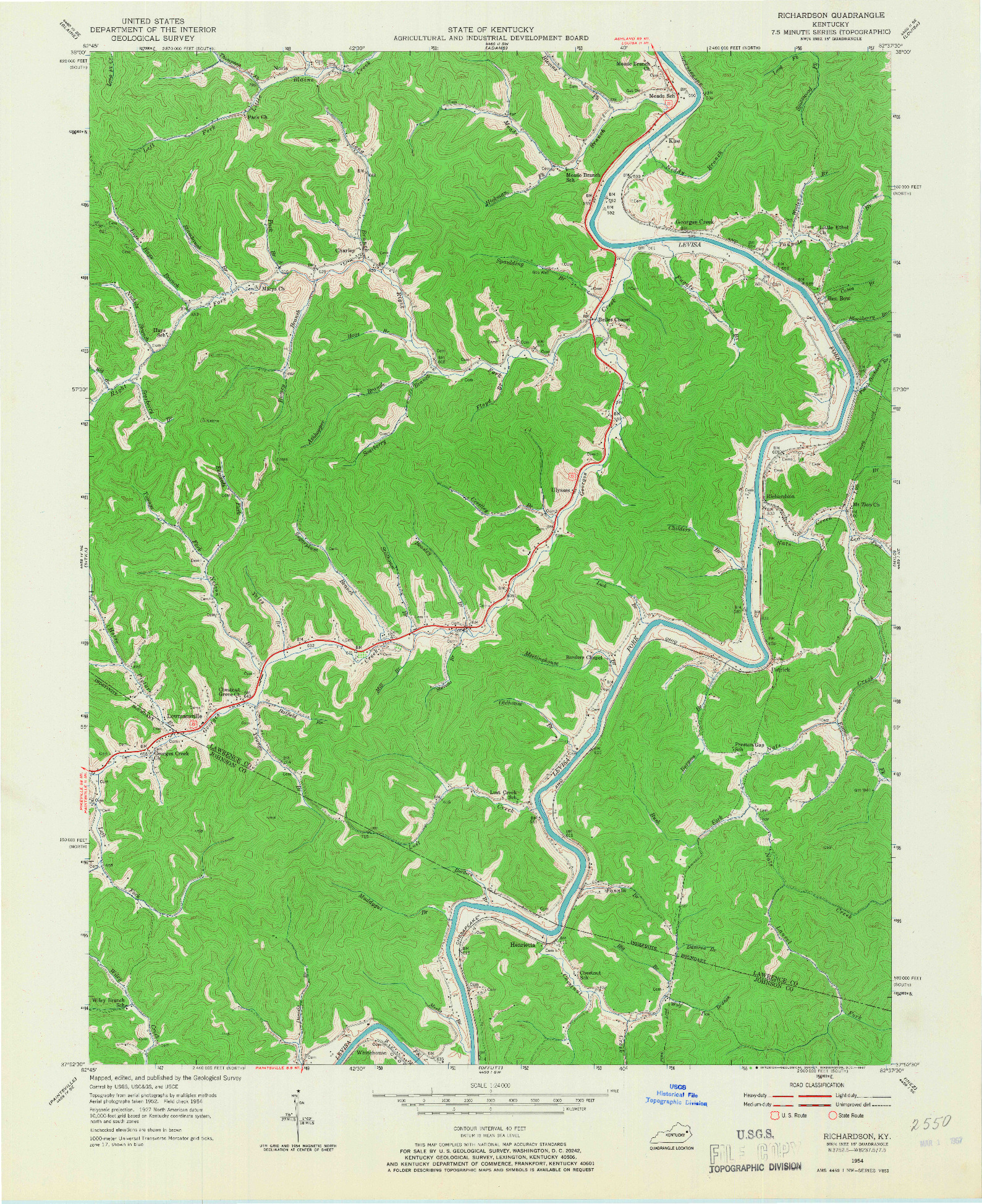 USGS 1:24000-SCALE QUADRANGLE FOR RICHARDSON, KY 1954