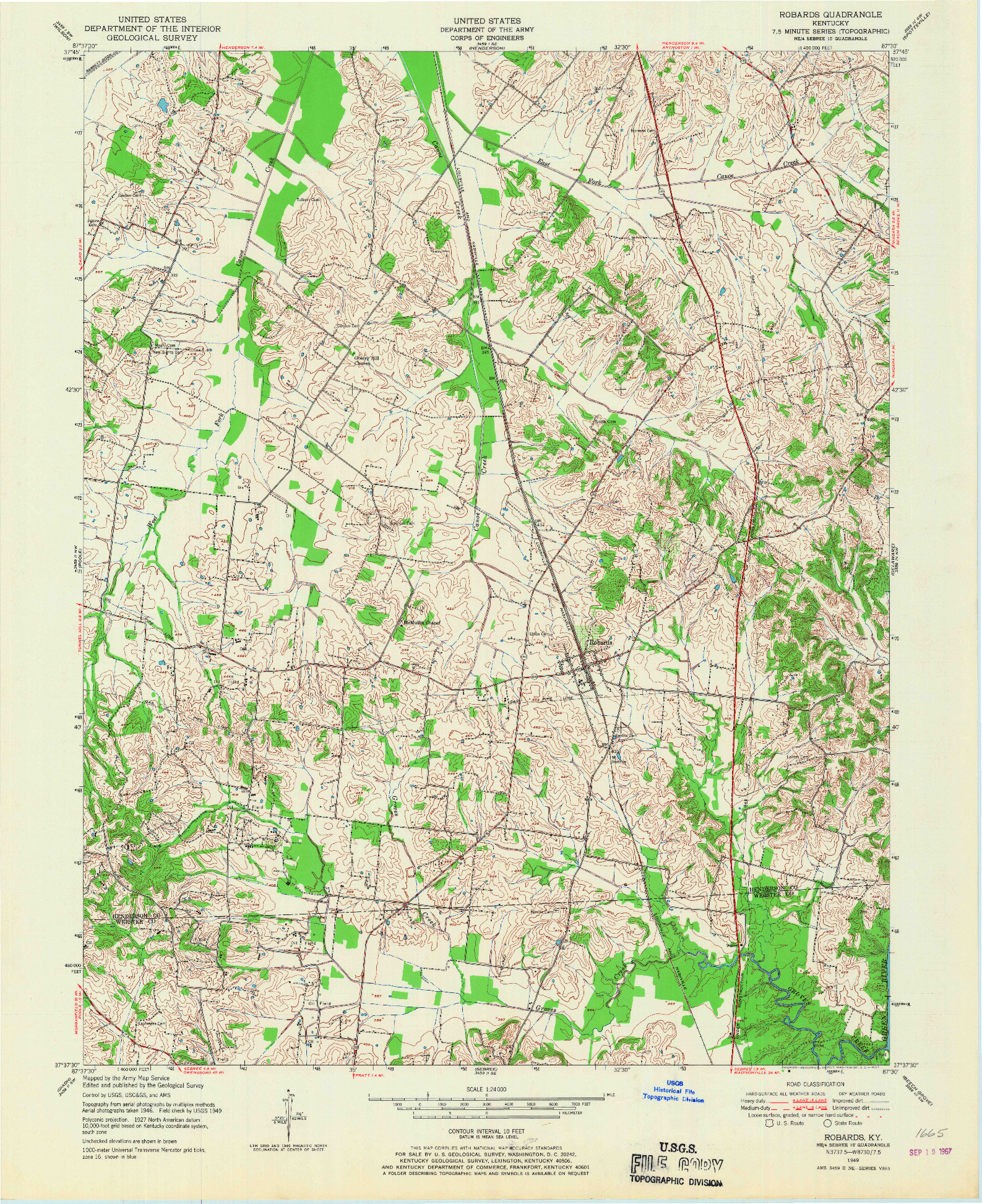 USGS 1:24000-SCALE QUADRANGLE FOR ROBARDS, KY 1949
