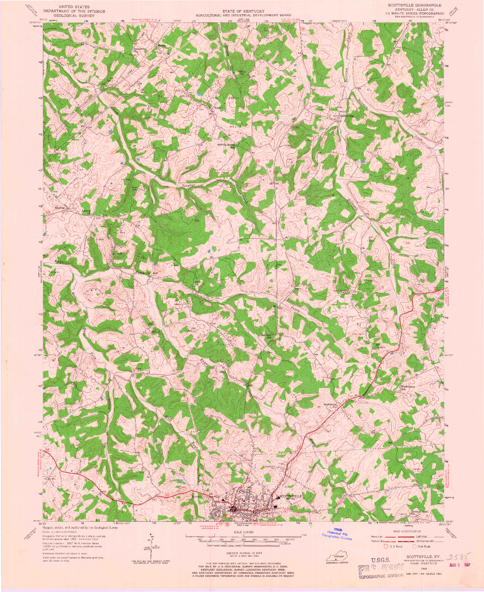 USGS 1:24000-SCALE QUADRANGLE FOR SCOTTSVILLE, KY 1954