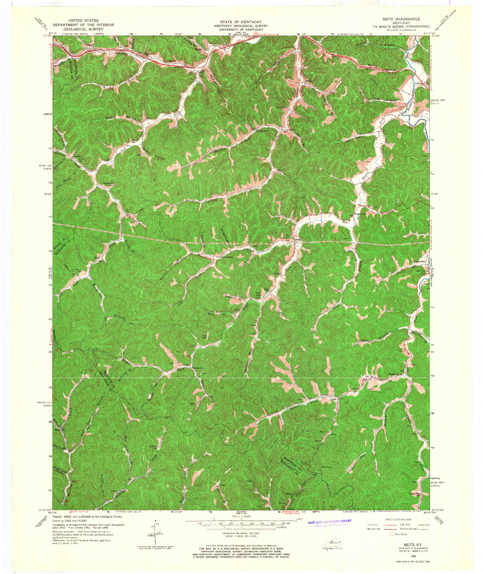 USGS 1:24000-SCALE QUADRANGLE FOR SEITZ, KY 1965