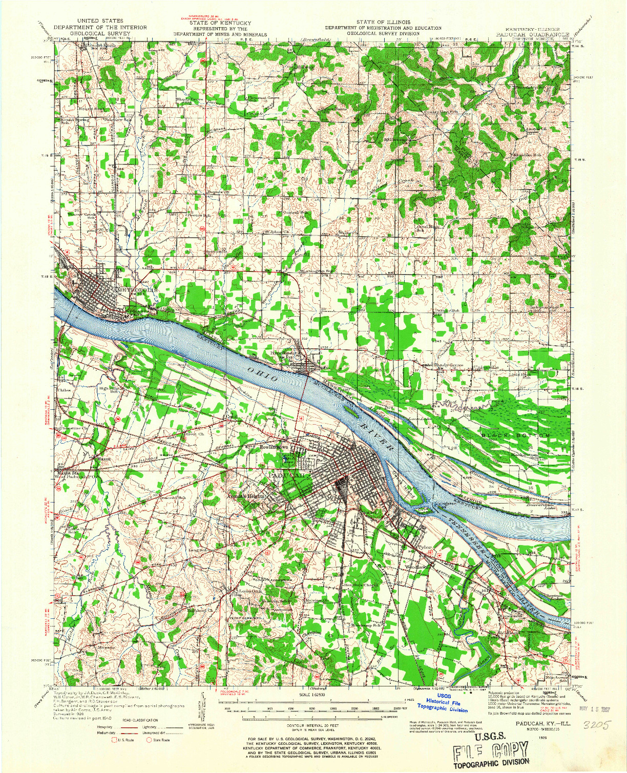USGS 1:62500-SCALE QUADRANGLE FOR PADUCAH, KY 1926