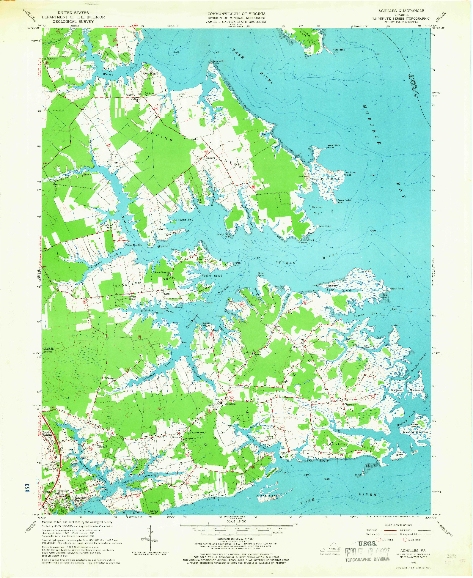 USGS 1:24000-SCALE QUADRANGLE FOR ACHILLES, VA 1965