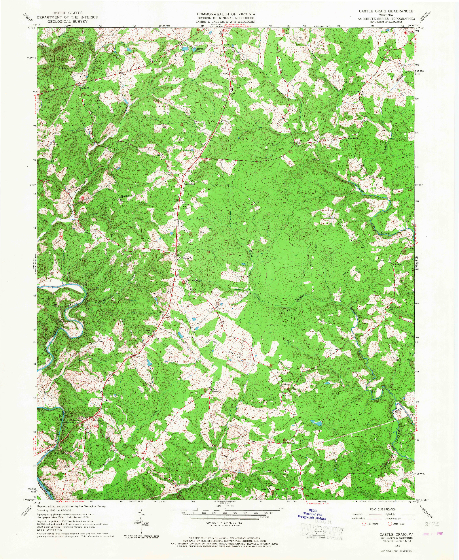 USGS 1:24000-SCALE QUADRANGLE FOR CASTLE CRAIG, VA 1966