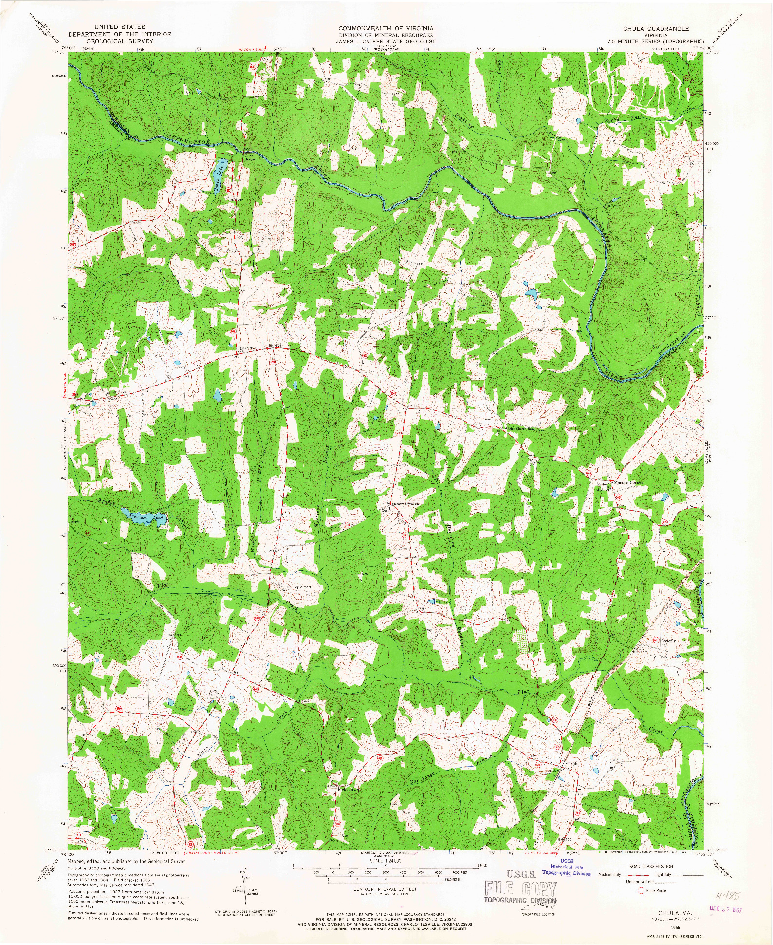 USGS 1:24000-SCALE QUADRANGLE FOR CHULA, VA 1966