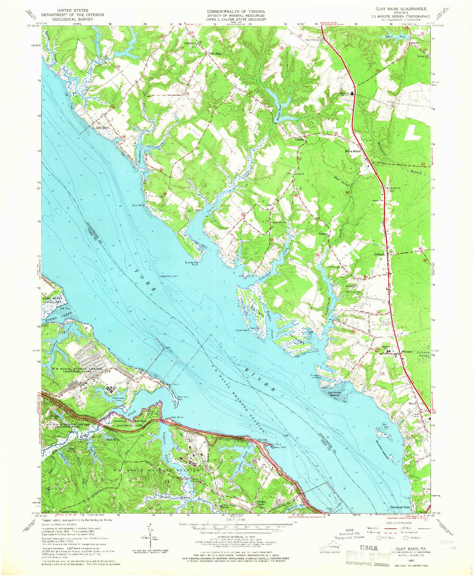 USGS 1:24000-SCALE QUADRANGLE FOR CLAY BANK, VA 1965