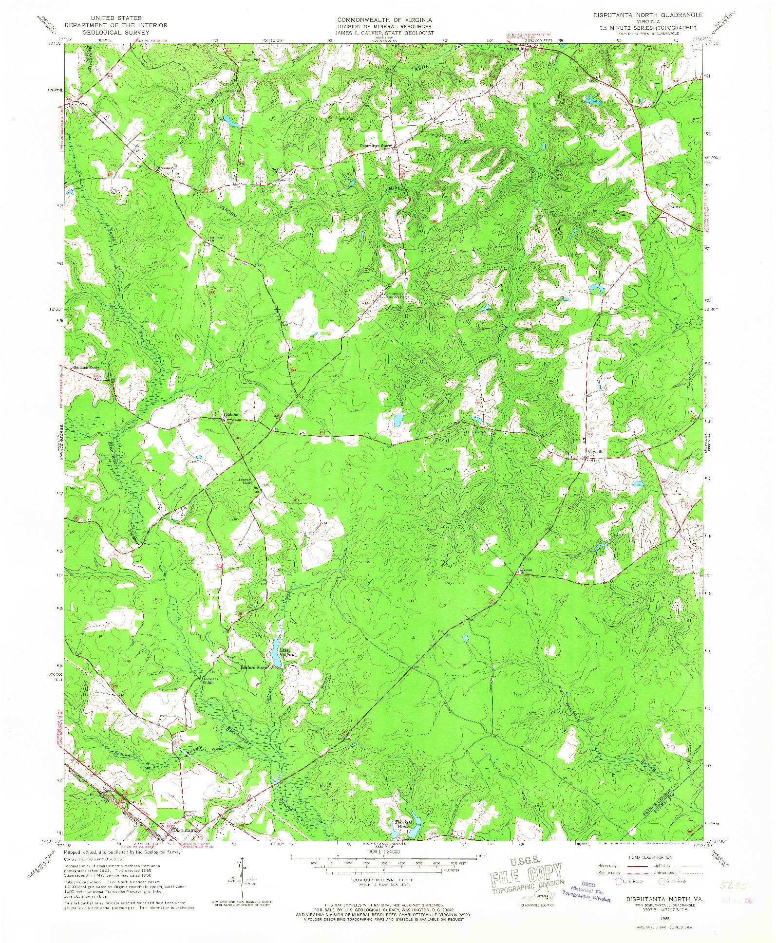 USGS 1:24000-SCALE QUADRANGLE FOR DISPUTANTA NORTH, VA 1965