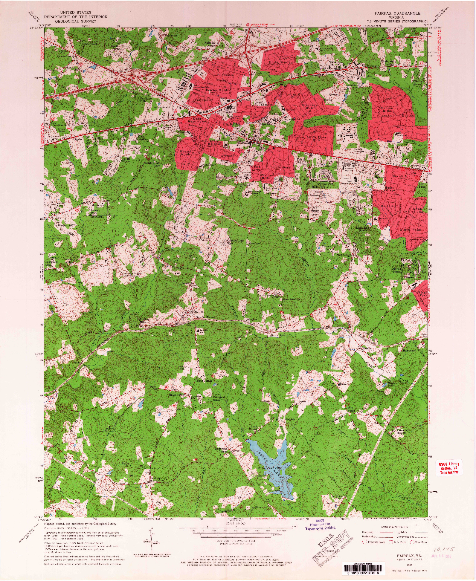USGS 1:24000-SCALE QUADRANGLE FOR FAIRFAX, VA 1966