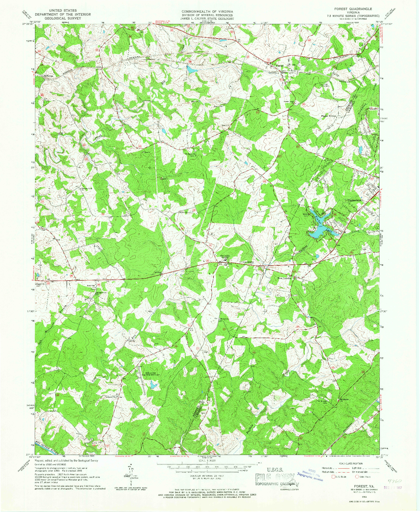 USGS 1:24000-SCALE QUADRANGLE FOR FOREST, VA 1965