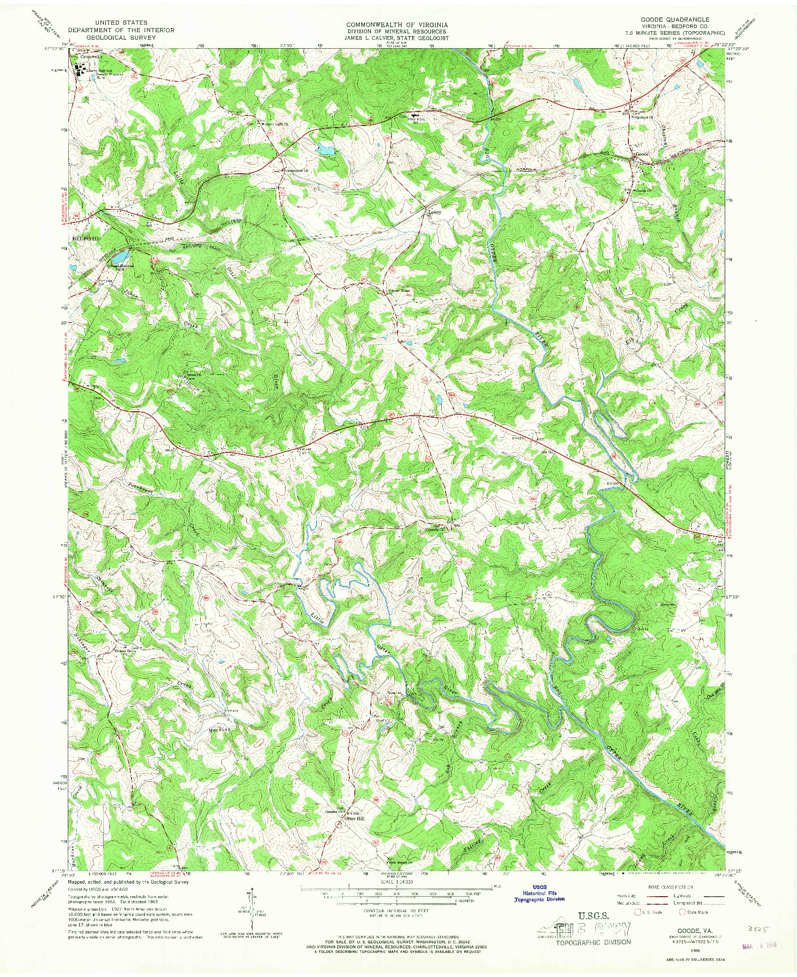 USGS 1:24000-SCALE QUADRANGLE FOR GOODE, VA 1965