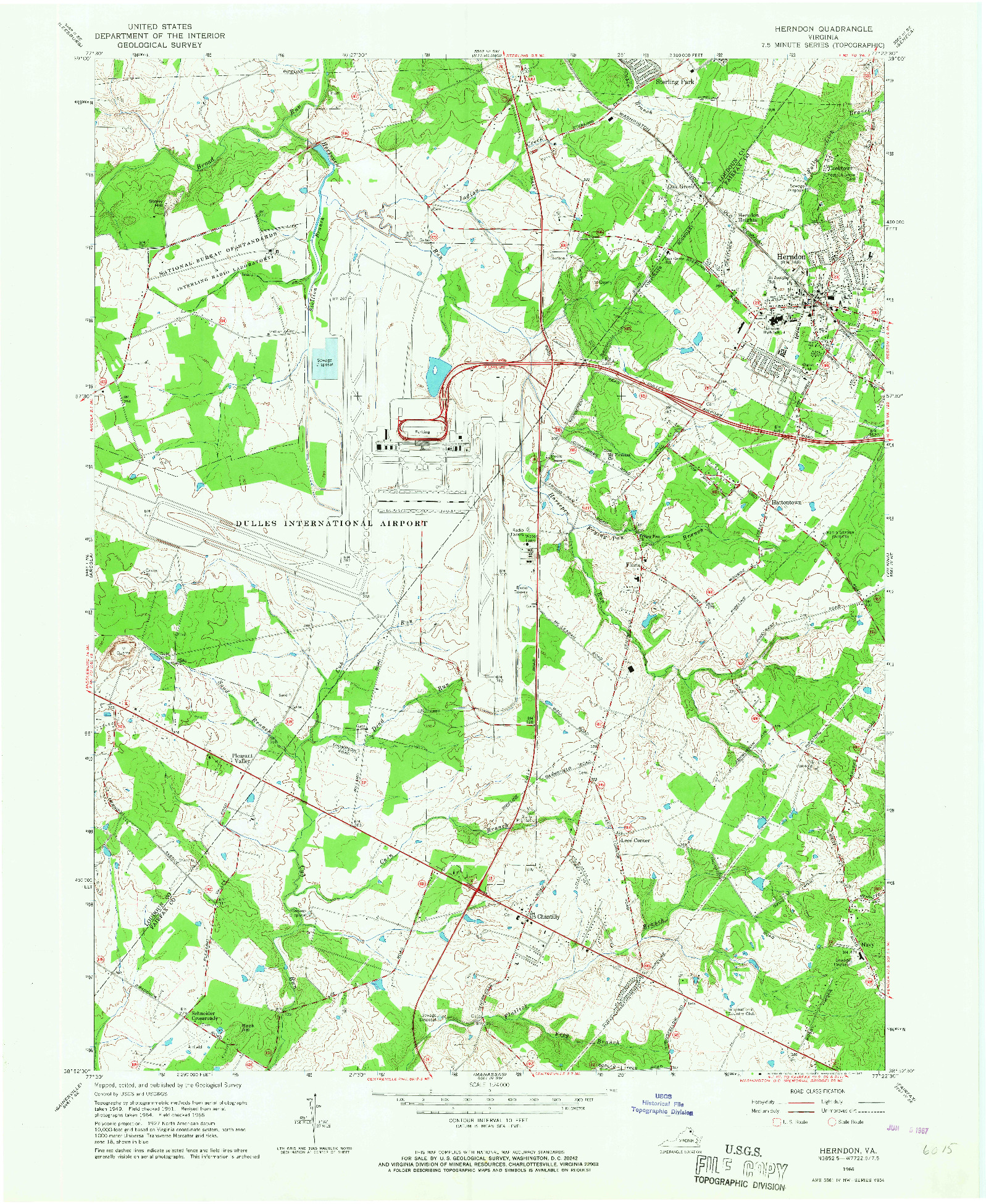 USGS 1:24000-SCALE QUADRANGLE FOR HERNDON, VA 1966