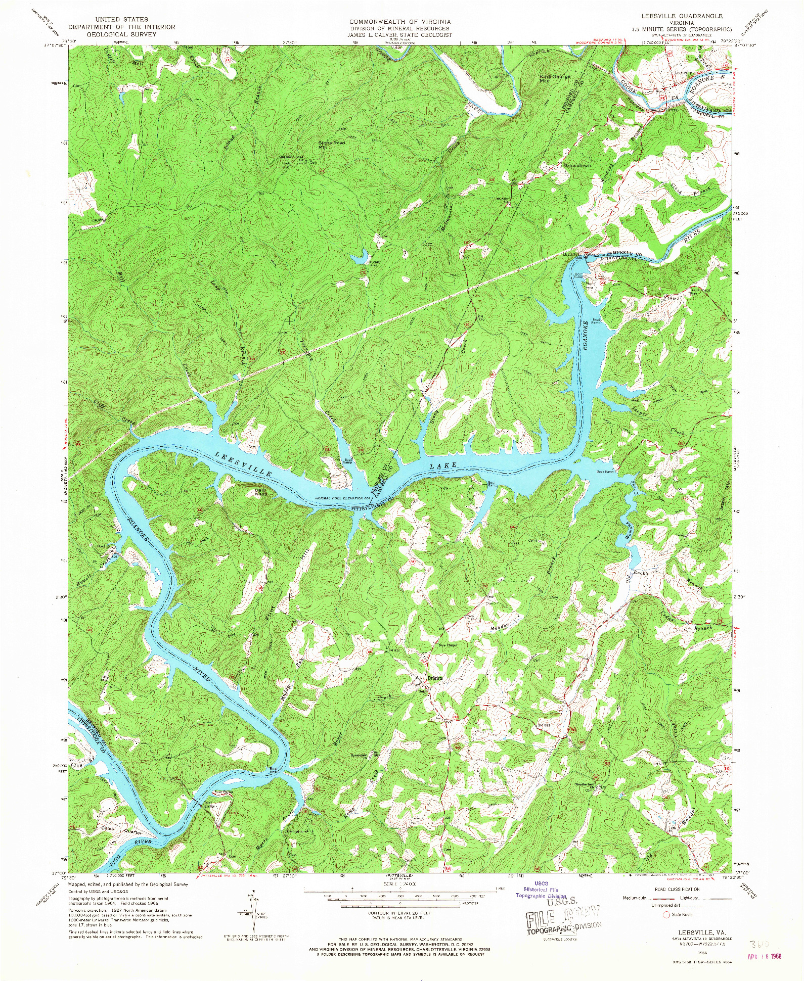 USGS 1:24000-SCALE QUADRANGLE FOR LEESVILLE, VA 1966