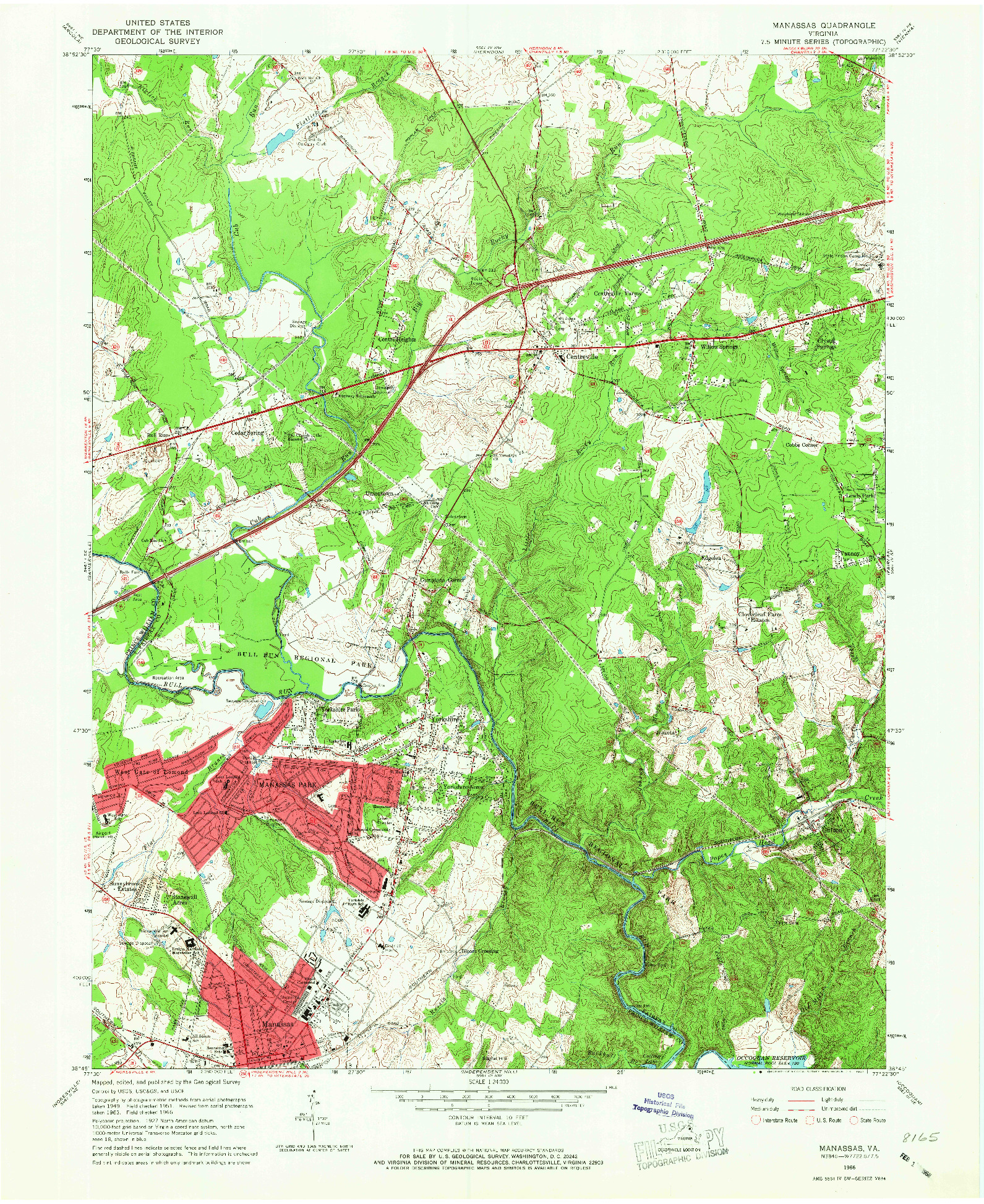 USGS 1:24000-SCALE QUADRANGLE FOR MANASSAS, VA 1966