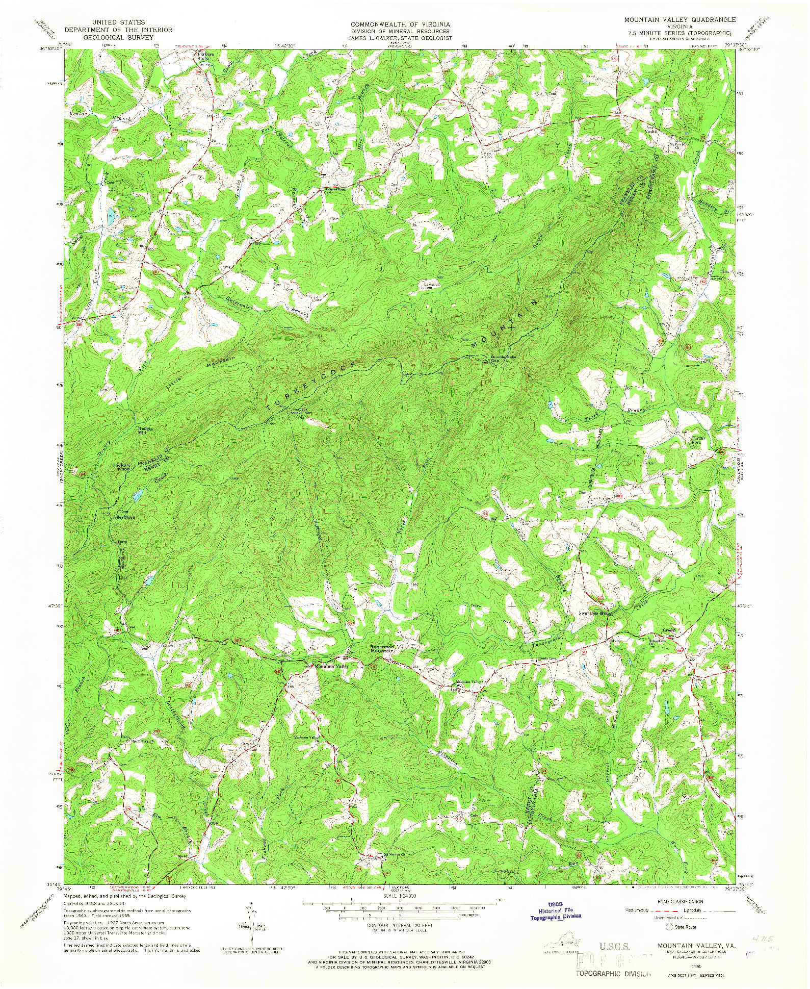 USGS 1:24000-SCALE QUADRANGLE FOR MOUNTAIN VALLEY, VA 1965