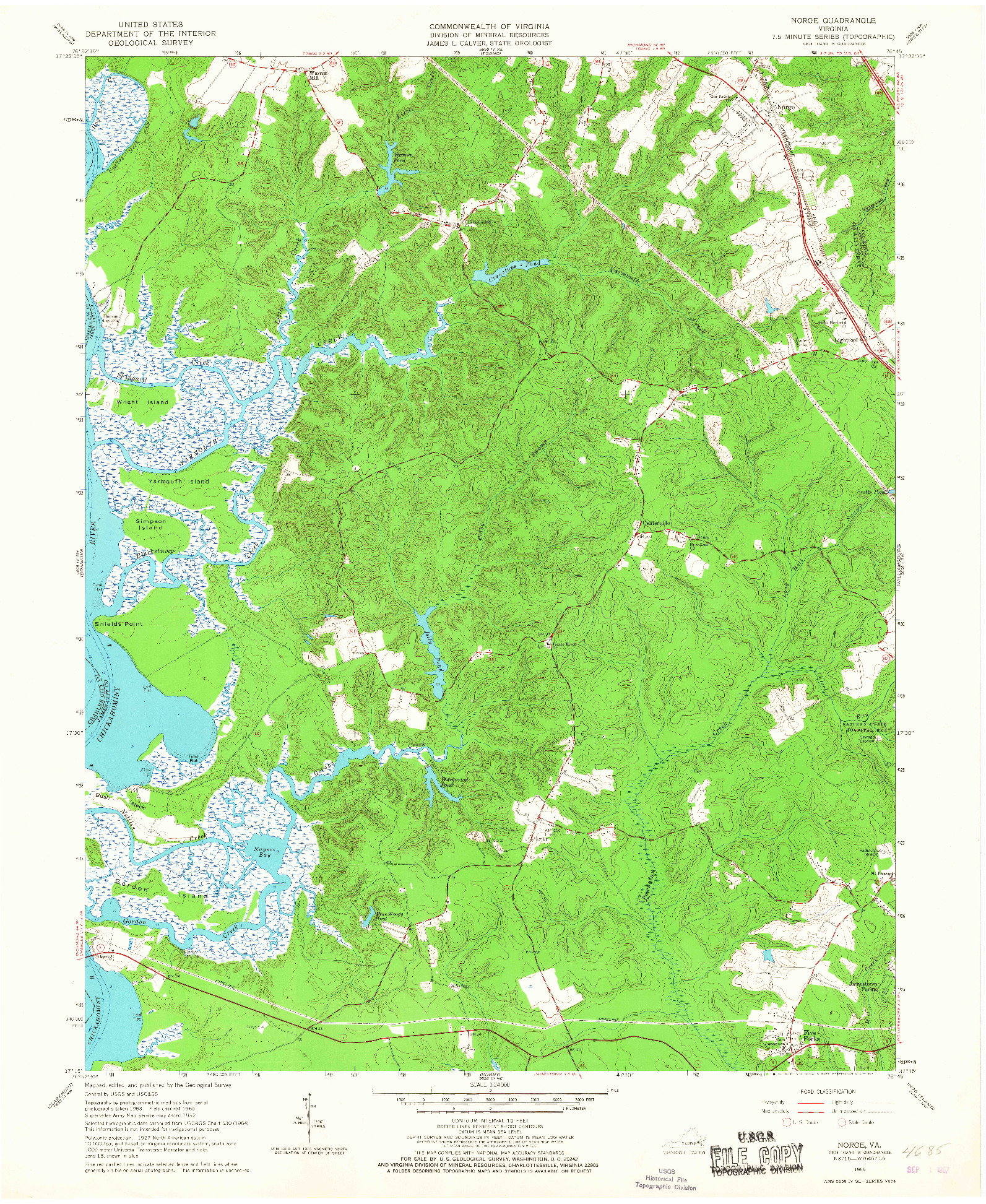 USGS 1:24000-SCALE QUADRANGLE FOR NORGE, VA 1965