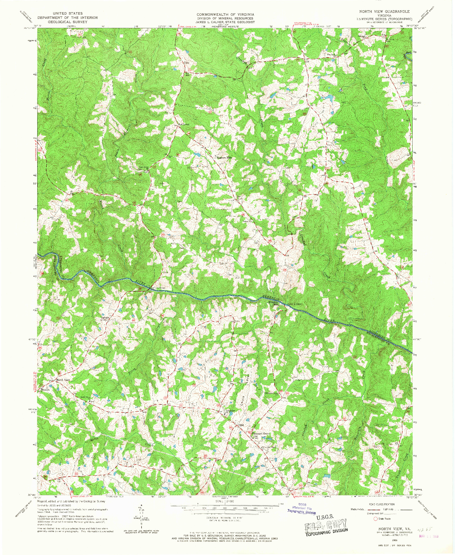 USGS 1:24000-SCALE QUADRANGLE FOR NORTH VIEW, VA 1966