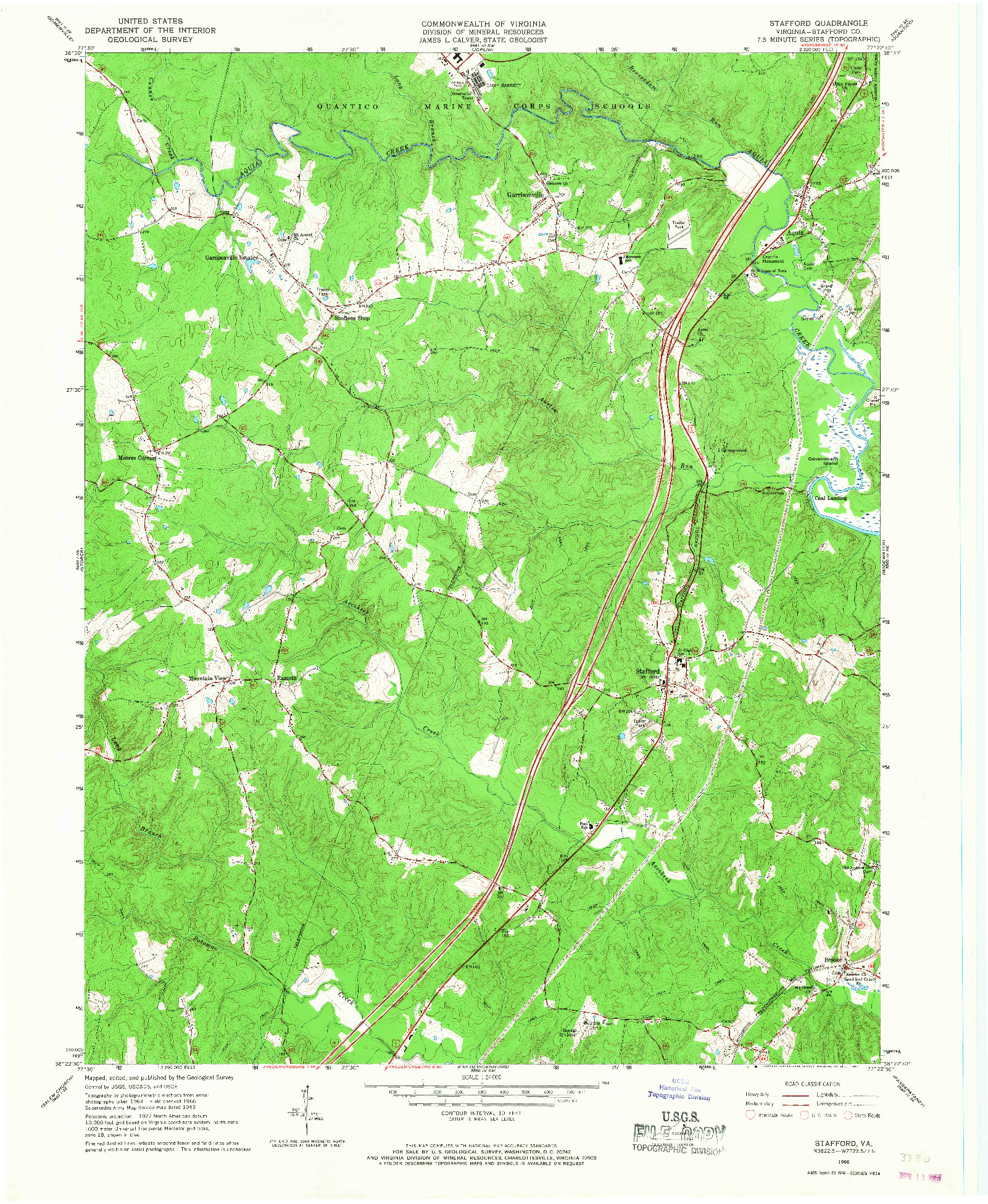 USGS 1:24000-SCALE QUADRANGLE FOR STAFFORD, VA 1966