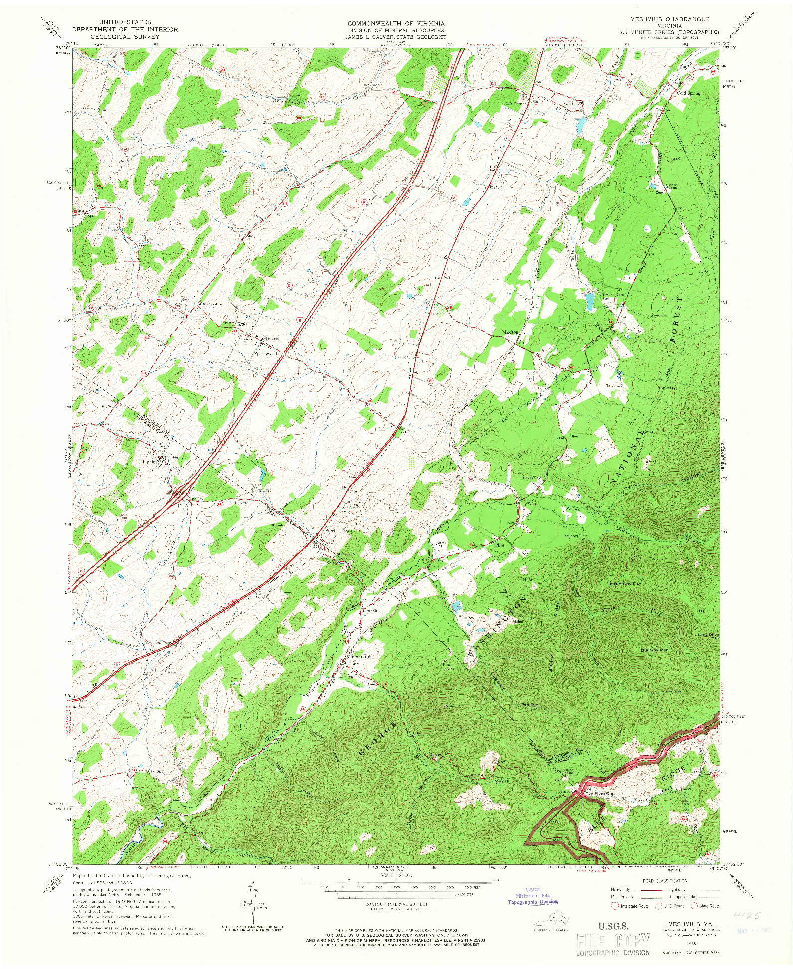 USGS 1:24000-SCALE QUADRANGLE FOR VESUVIUS, VA 1965