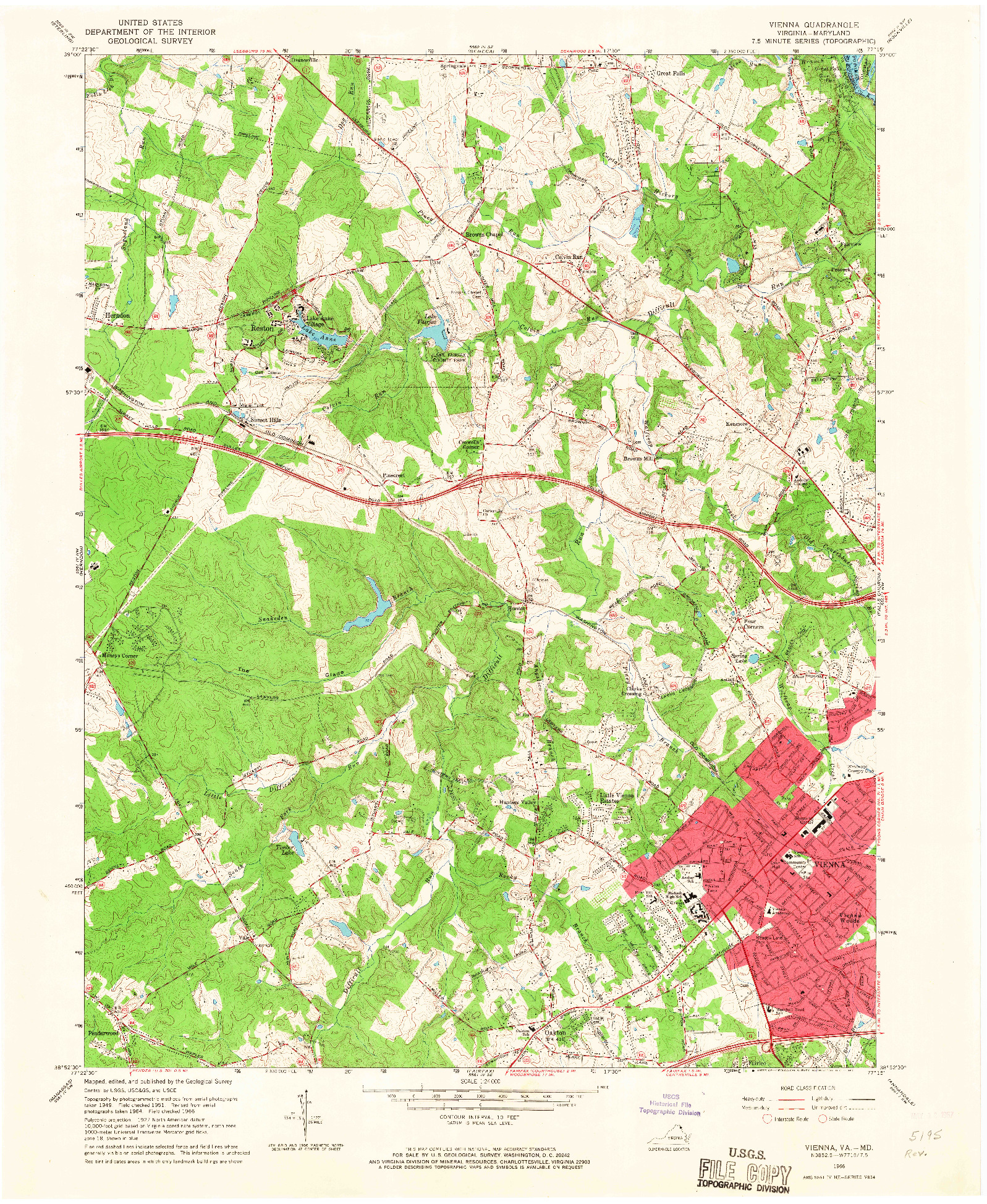 USGS 1:24000-SCALE QUADRANGLE FOR VIENNA, VA 1966