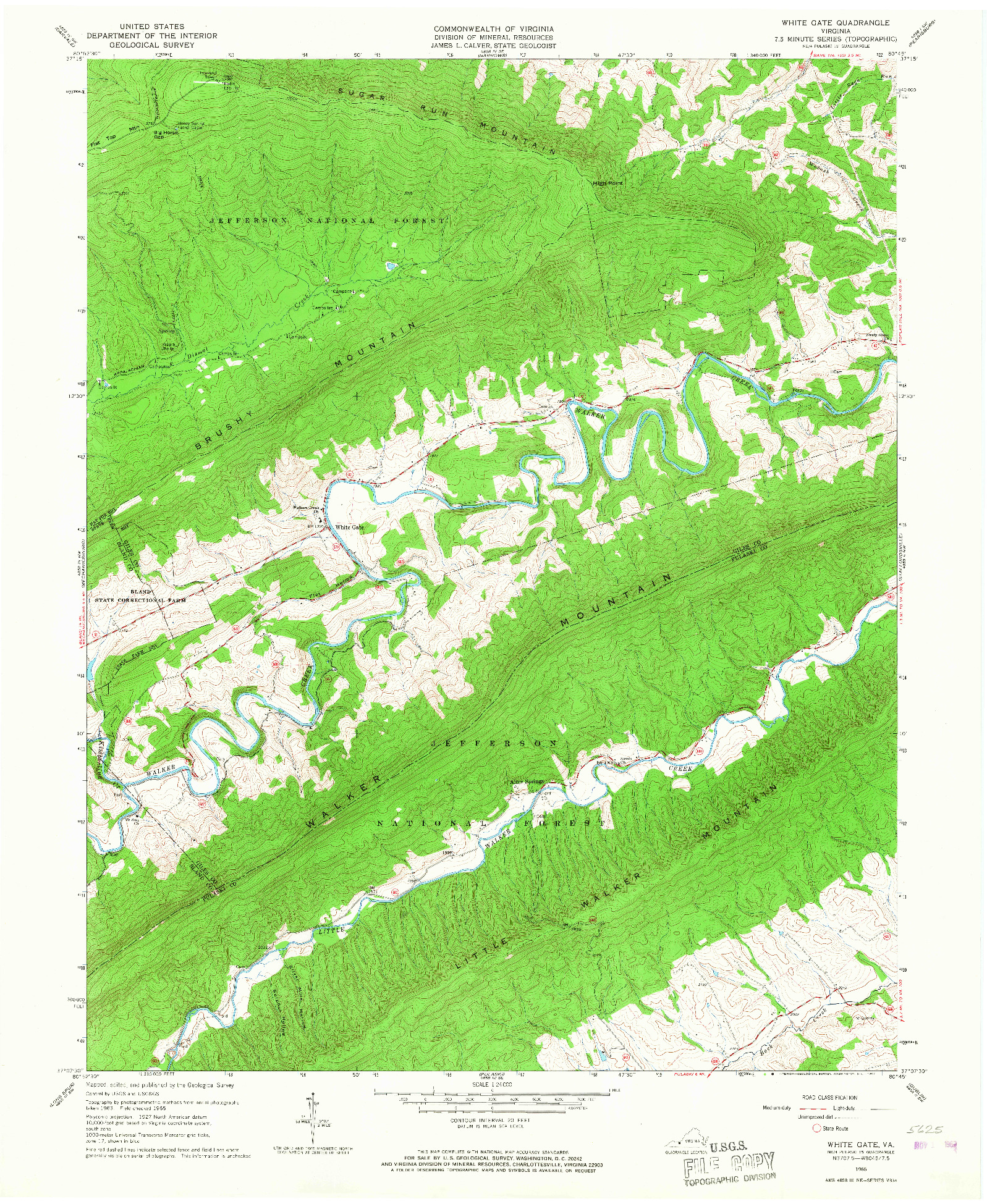 USGS 1:24000-SCALE QUADRANGLE FOR WHITE GATE, VA 1965