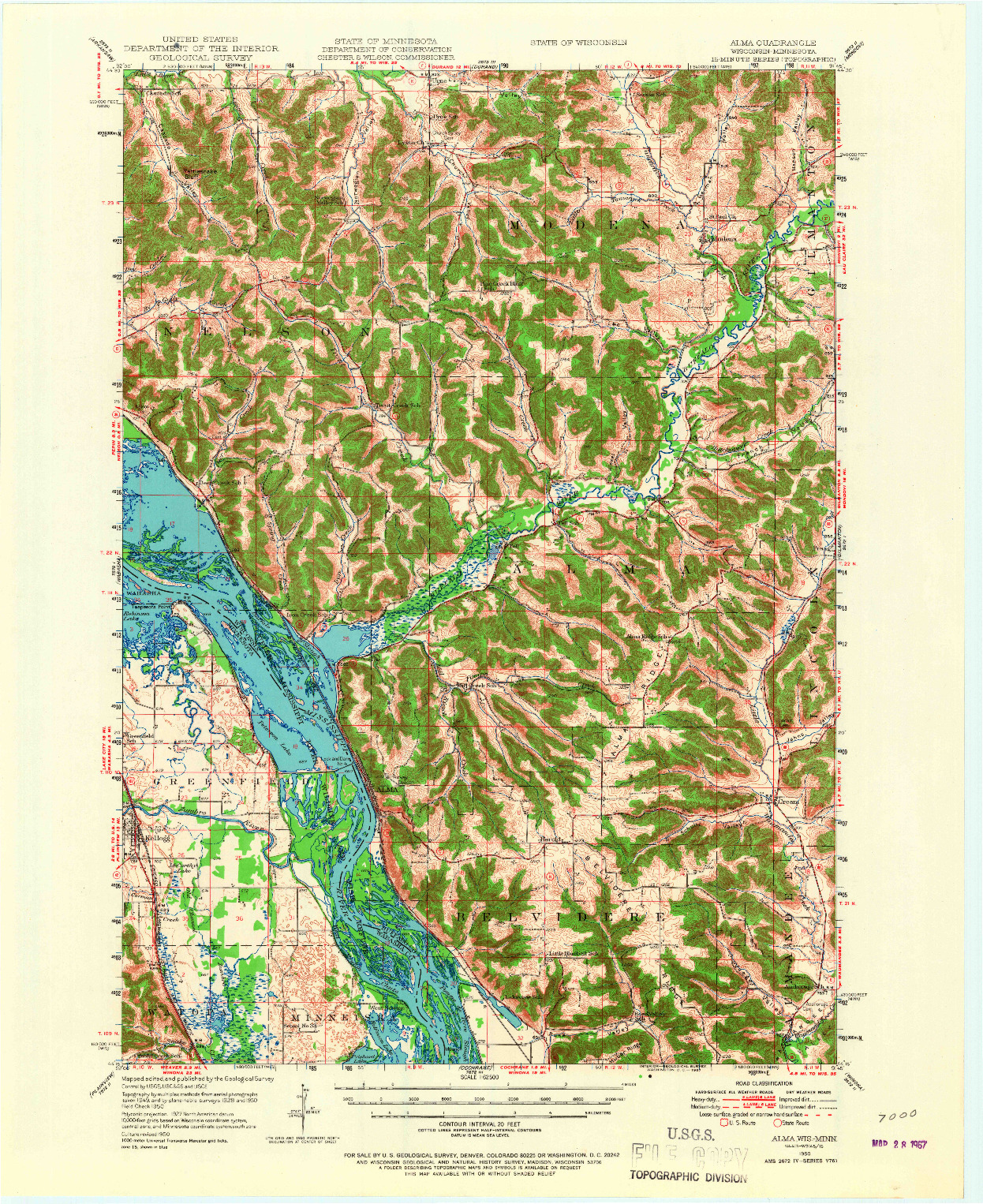 USGS 1:62500-SCALE QUADRANGLE FOR ALMA, WI 1950